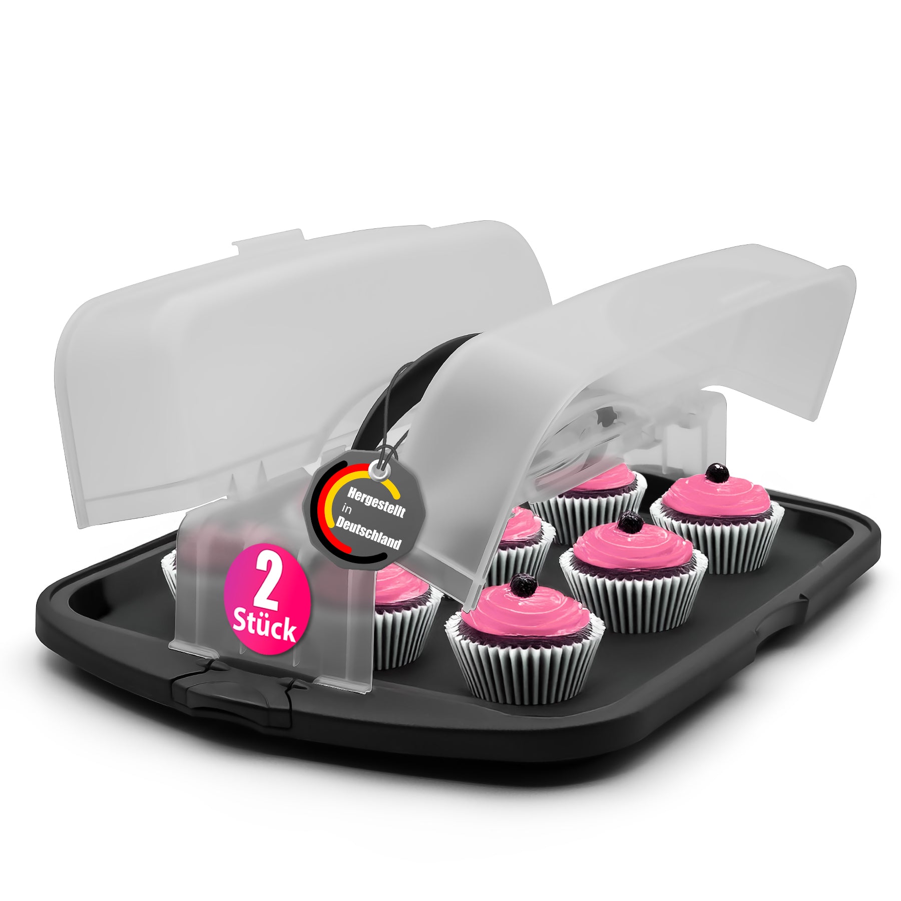 BigDean Küche & Vorrat Kuchenbox XL Anthrazit 2 Stück