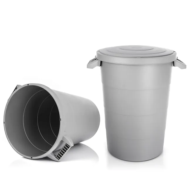 BigDean Haushalt Universaltonne 80 L Grau 2er Set mit Deckel