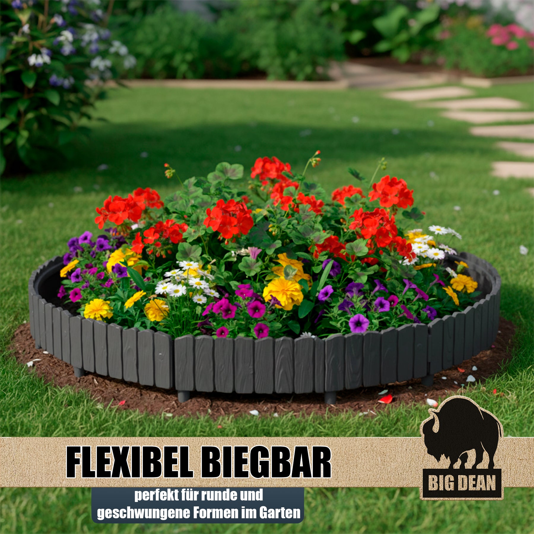 BigDean Rasenkante 9,28m Anthrazit Beeteinfassung 13cm