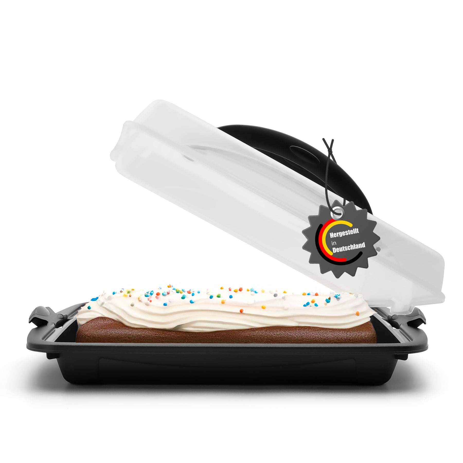BigDean Küche & Vorrat Kuchenbox rechteckig anthrazit für Blechkuchen