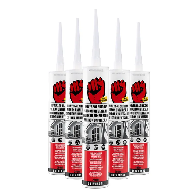 BigDean Universal Silikon Weiß 5x 280 ml Bausilikon Kartusche