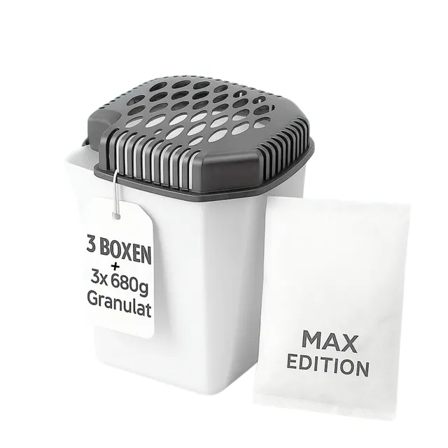 BigDean Raumentfeuchter Maxi ohne Strom 3 Stück mit Granulat 680g
