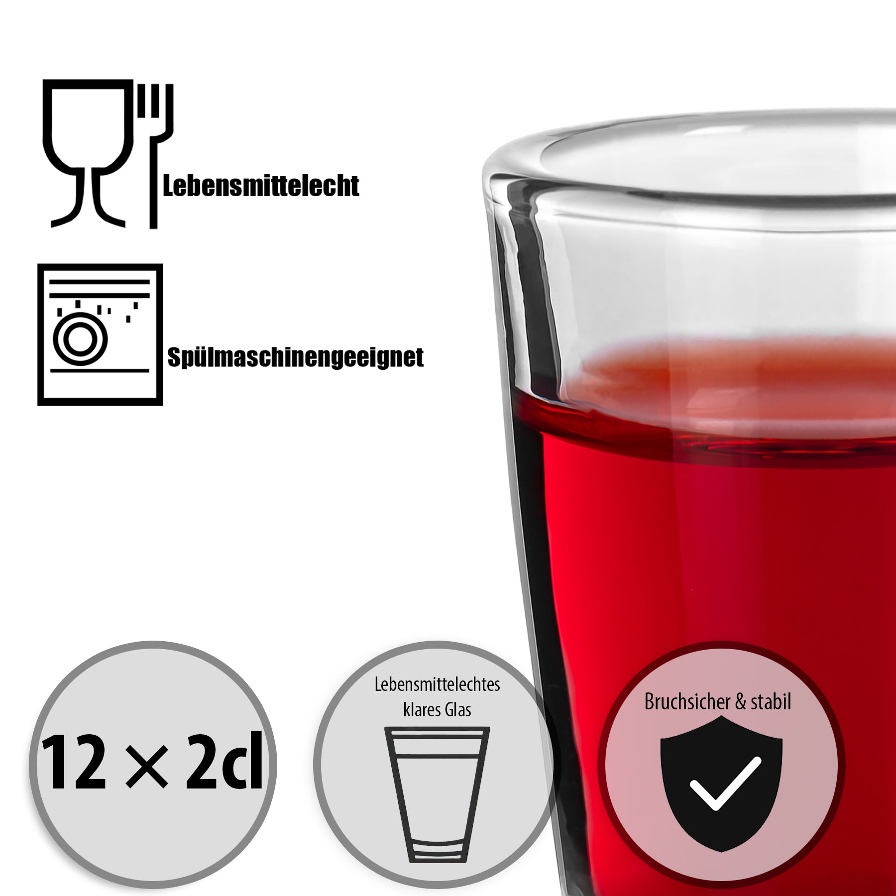 BigDean Schnapsgläser 2cl farbig 12 Stück Geschenkbox