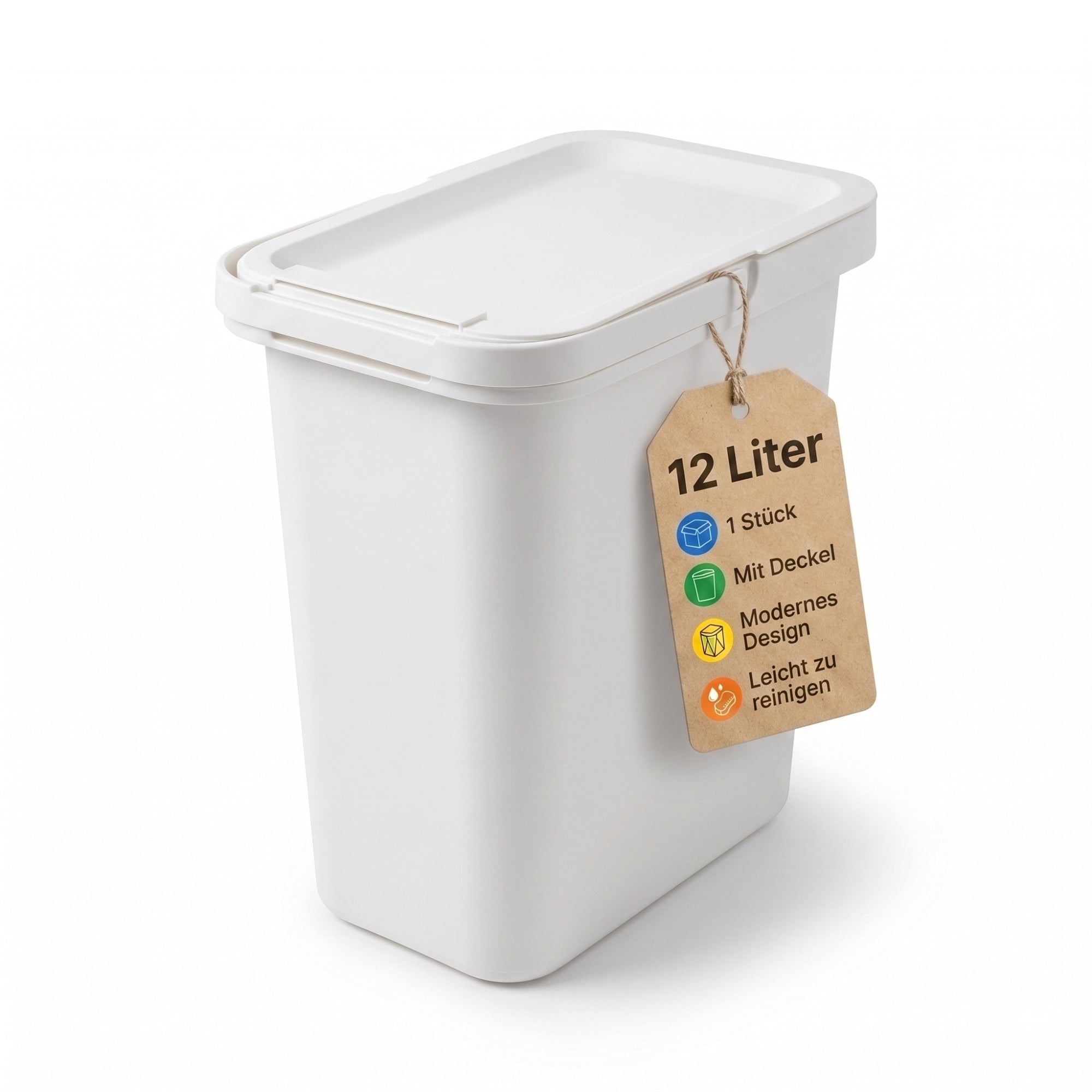 BigDean Haushalt & Alltag 12L Mülleimer mit Deckel und Henkel