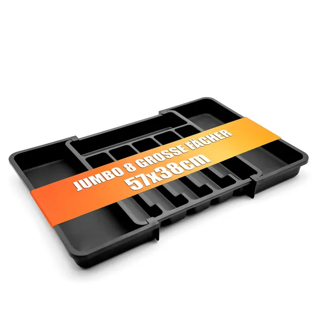 BigDean Küche Besteckeinsatz Schwarz Ausziehbar 33-57cm Kunststoff