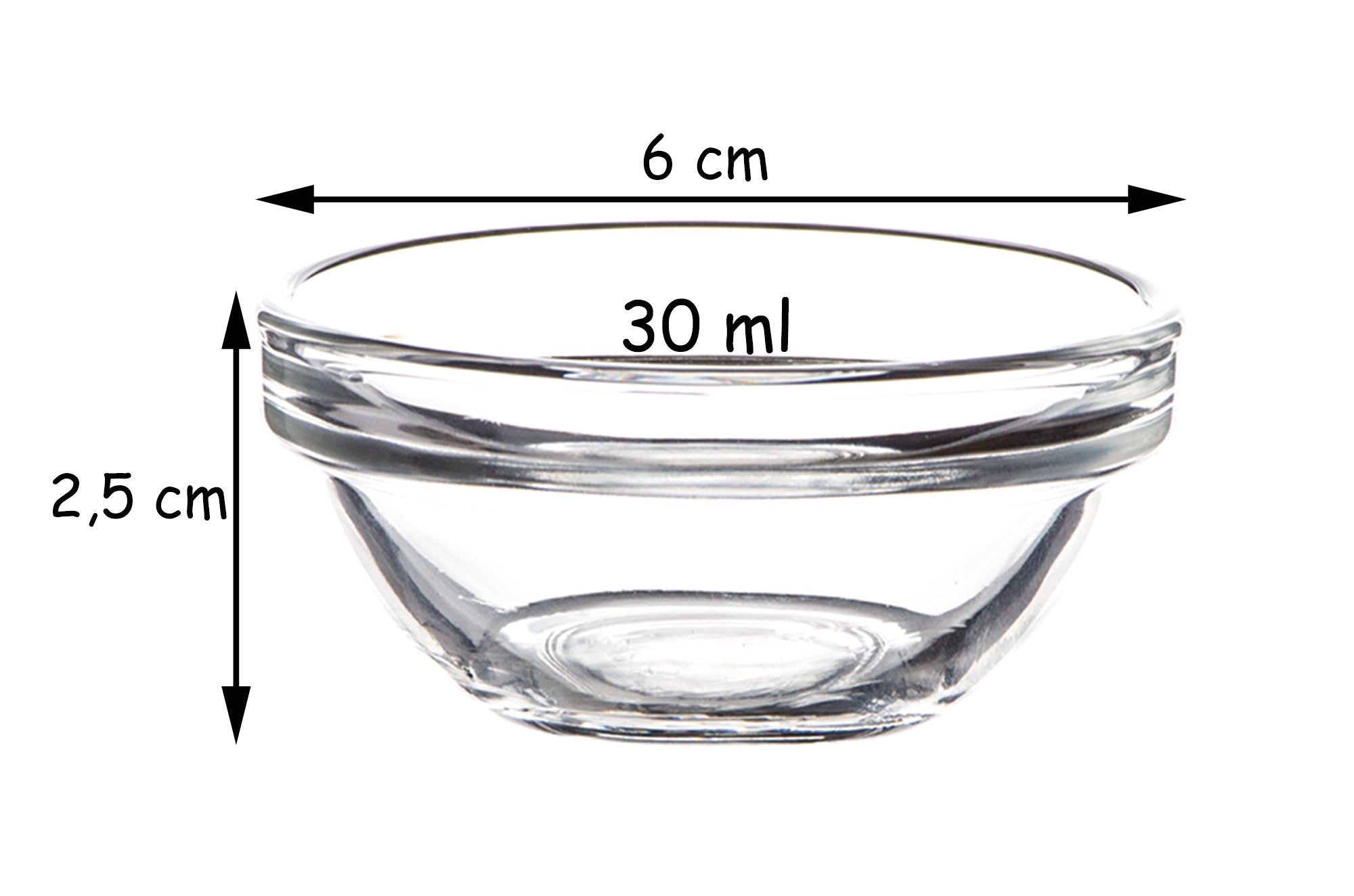 BigDean Küche & Vorrat Dipschalen 12x 6 cm Glas 30 ml stapelbar