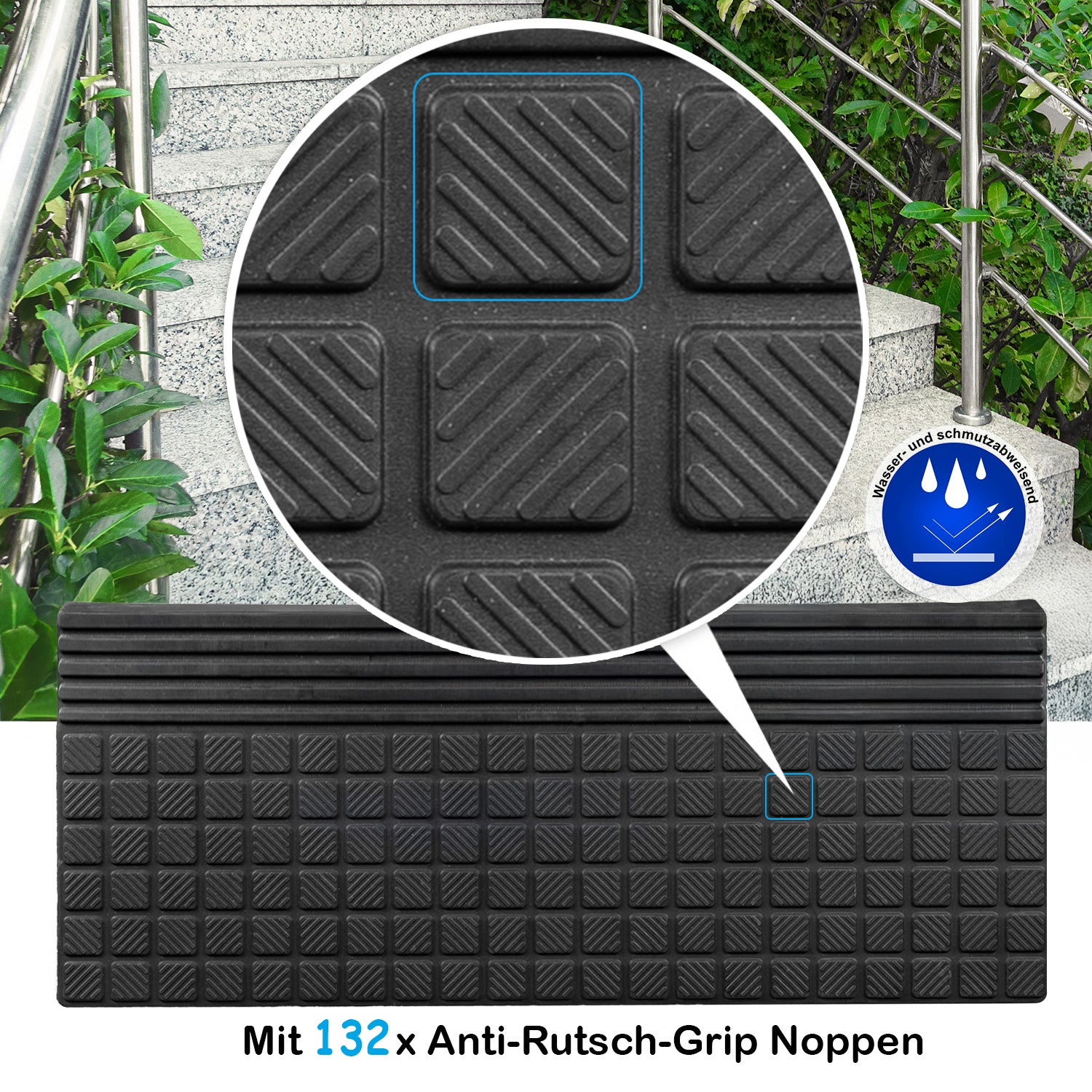 BigDean Haushalt Stufenmatten Gummi 65x25cm schwarz 10er antirutsch