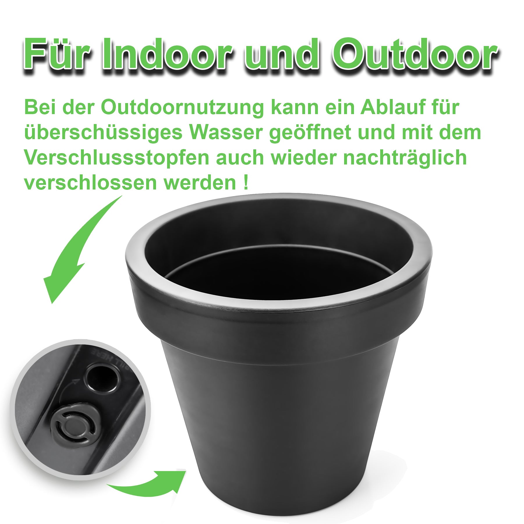 BigDean Garten 2x Blumentopf XXL 60 cm anthrazit Rollen