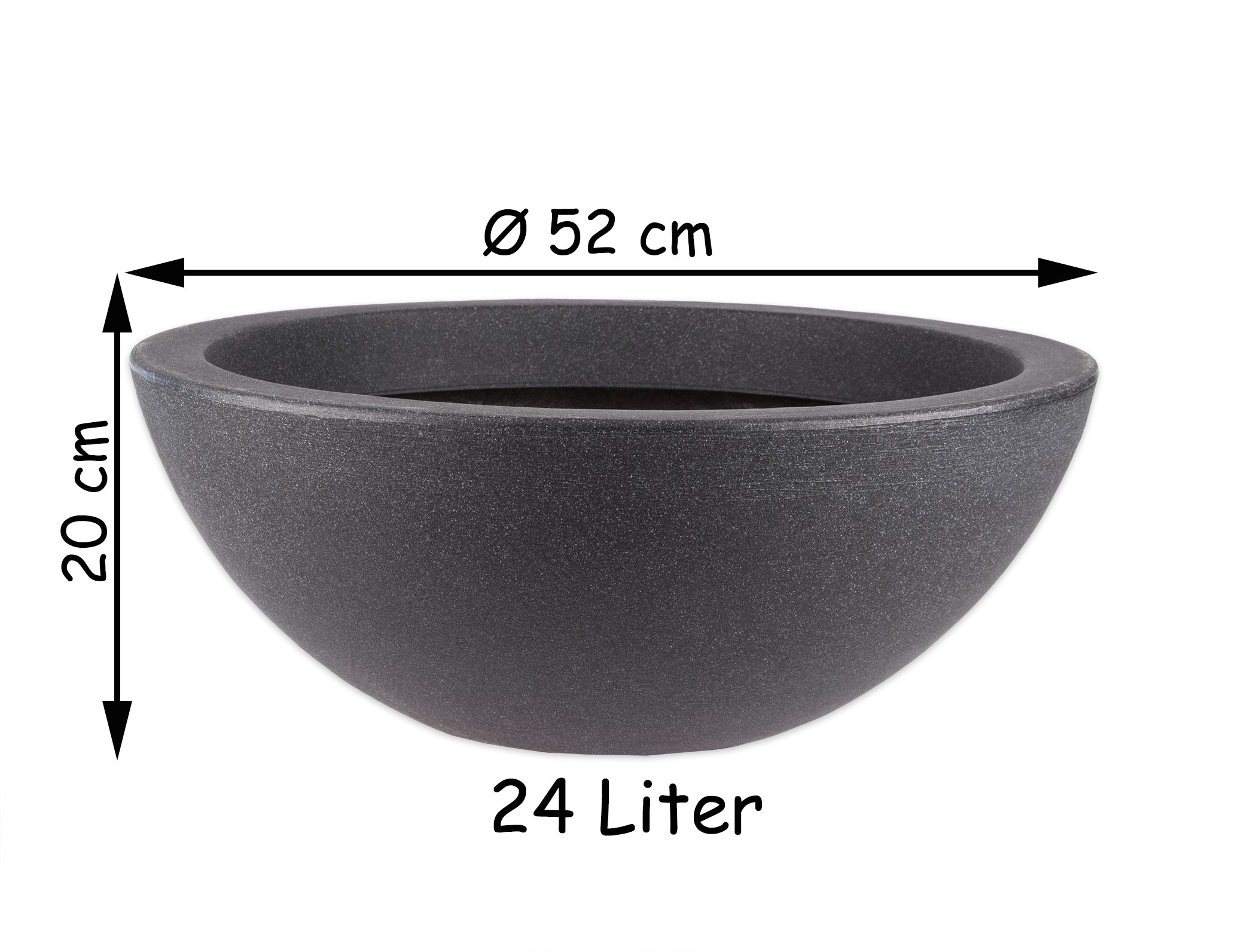 BigDean Pflanzschale 52cm Anthrazit Stein-Optik 24 Liter