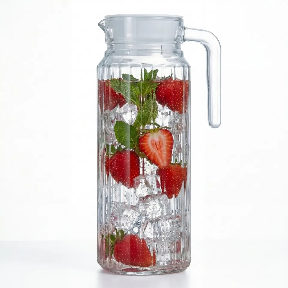 Kühlschrankkrug 1,1 Liter Glas Wasserkrug mit Deckel BigDean