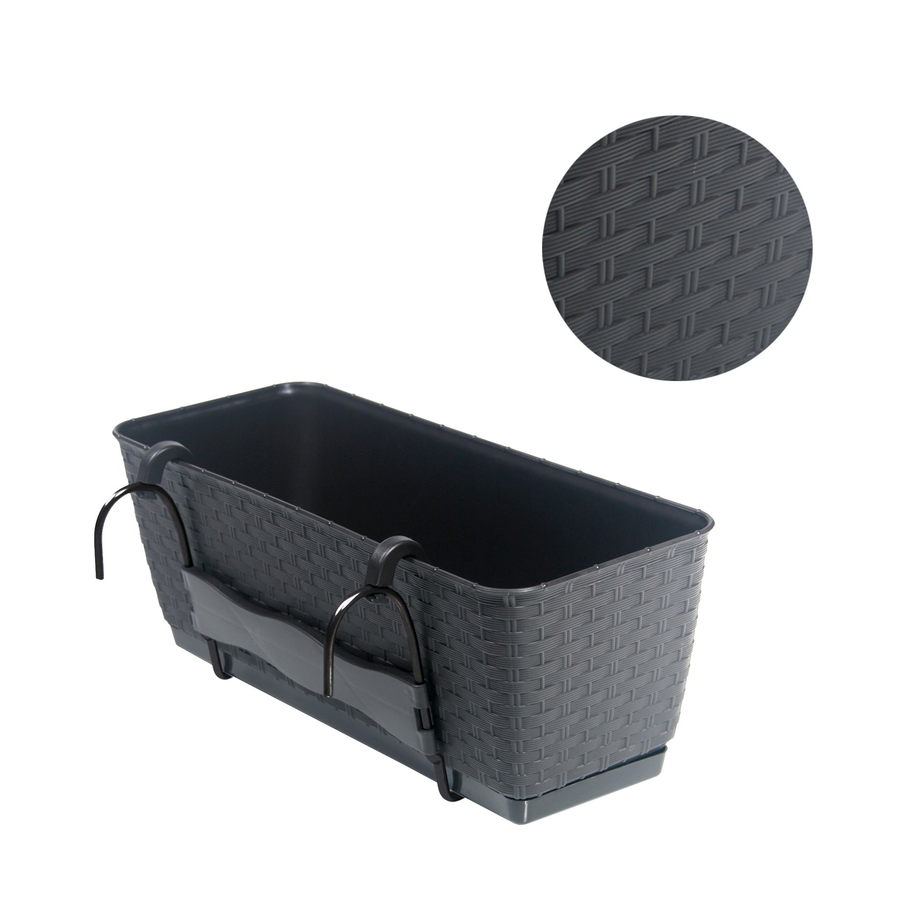 BigDean Blumenkasten 49 cm Anthrazit 12 L mit Bewässerung