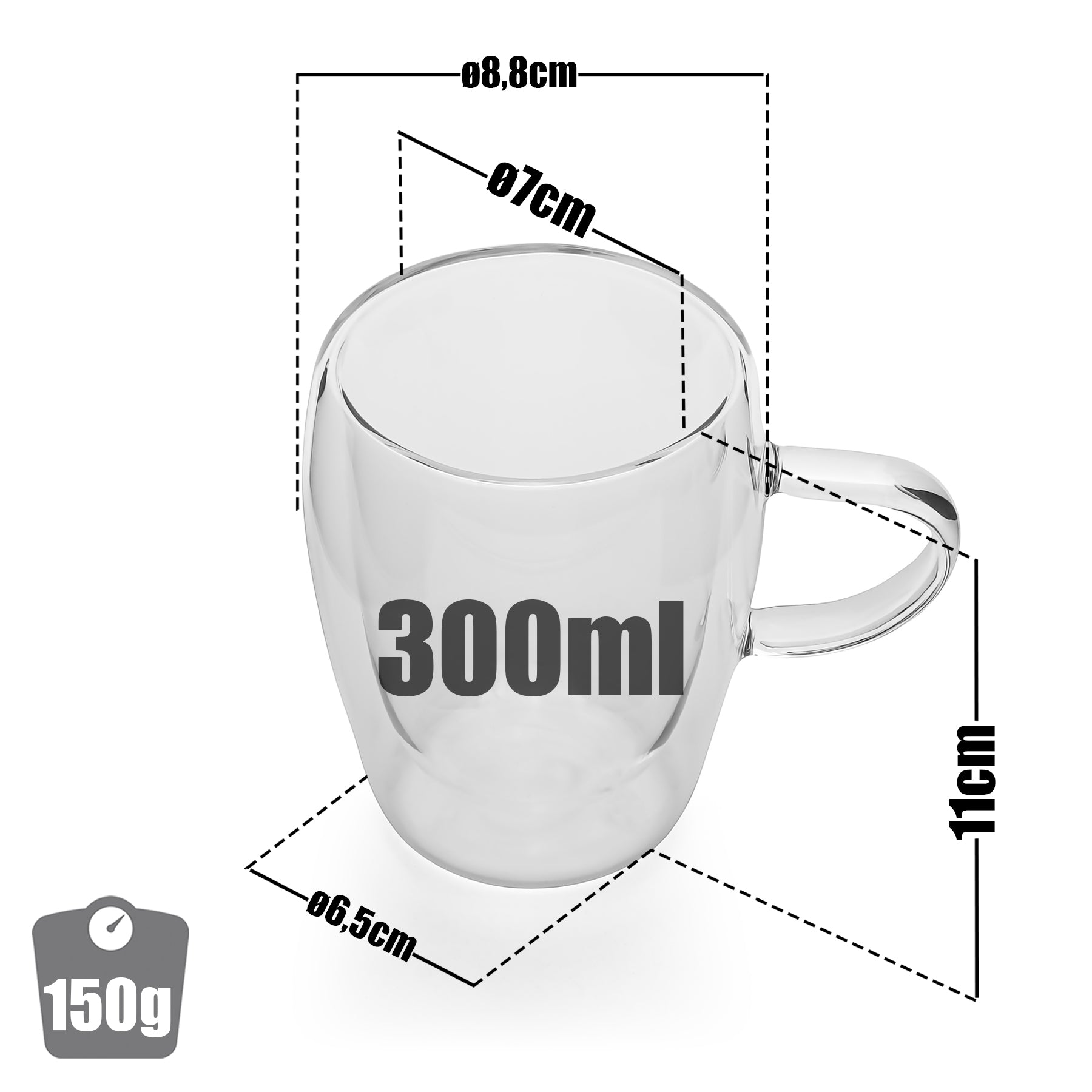 BigDean Latte Macchiato Gläser 300ml 2er Henkel