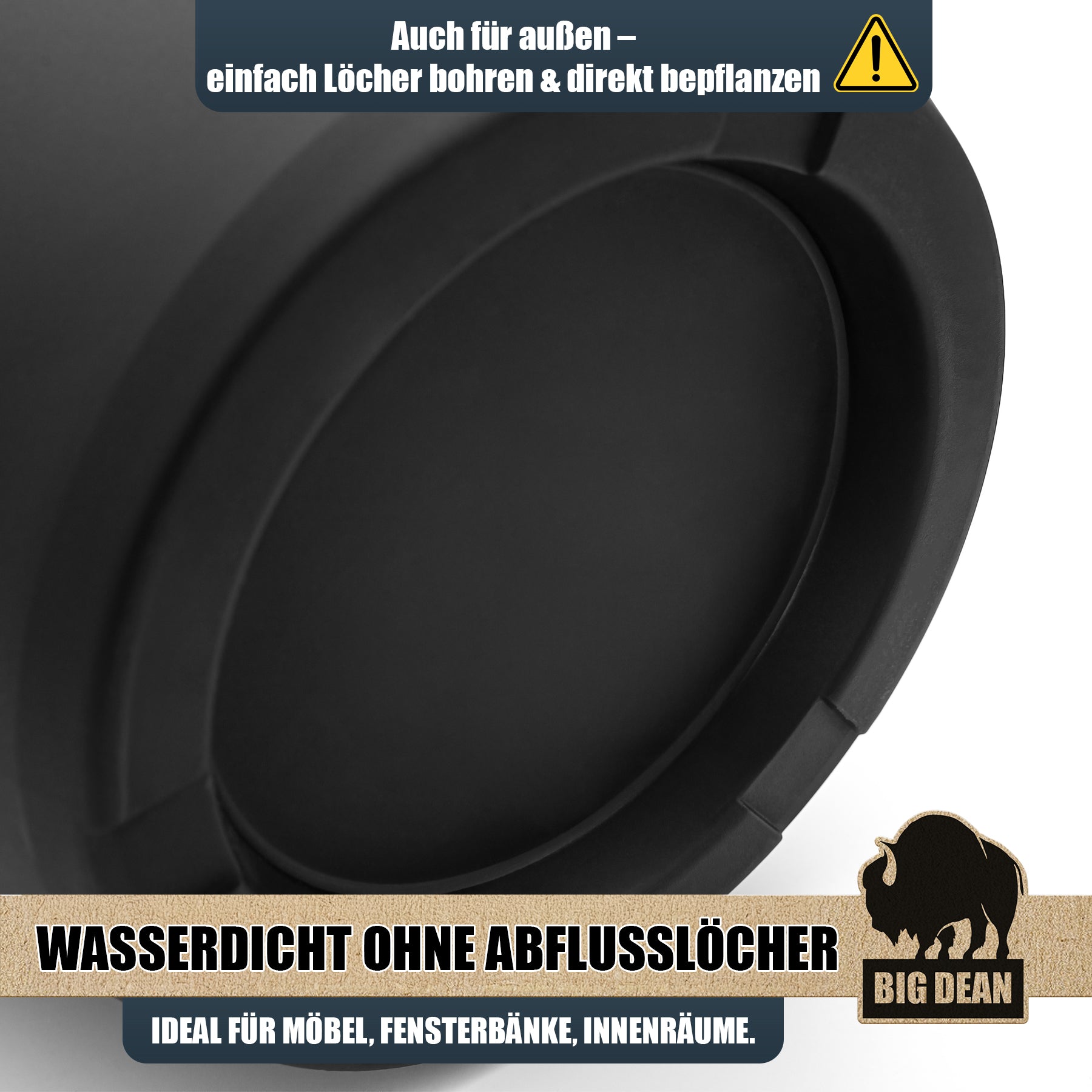 BigDean Blumentopf Übertopf 4 Stück Graphit 24 cm Kunststoff