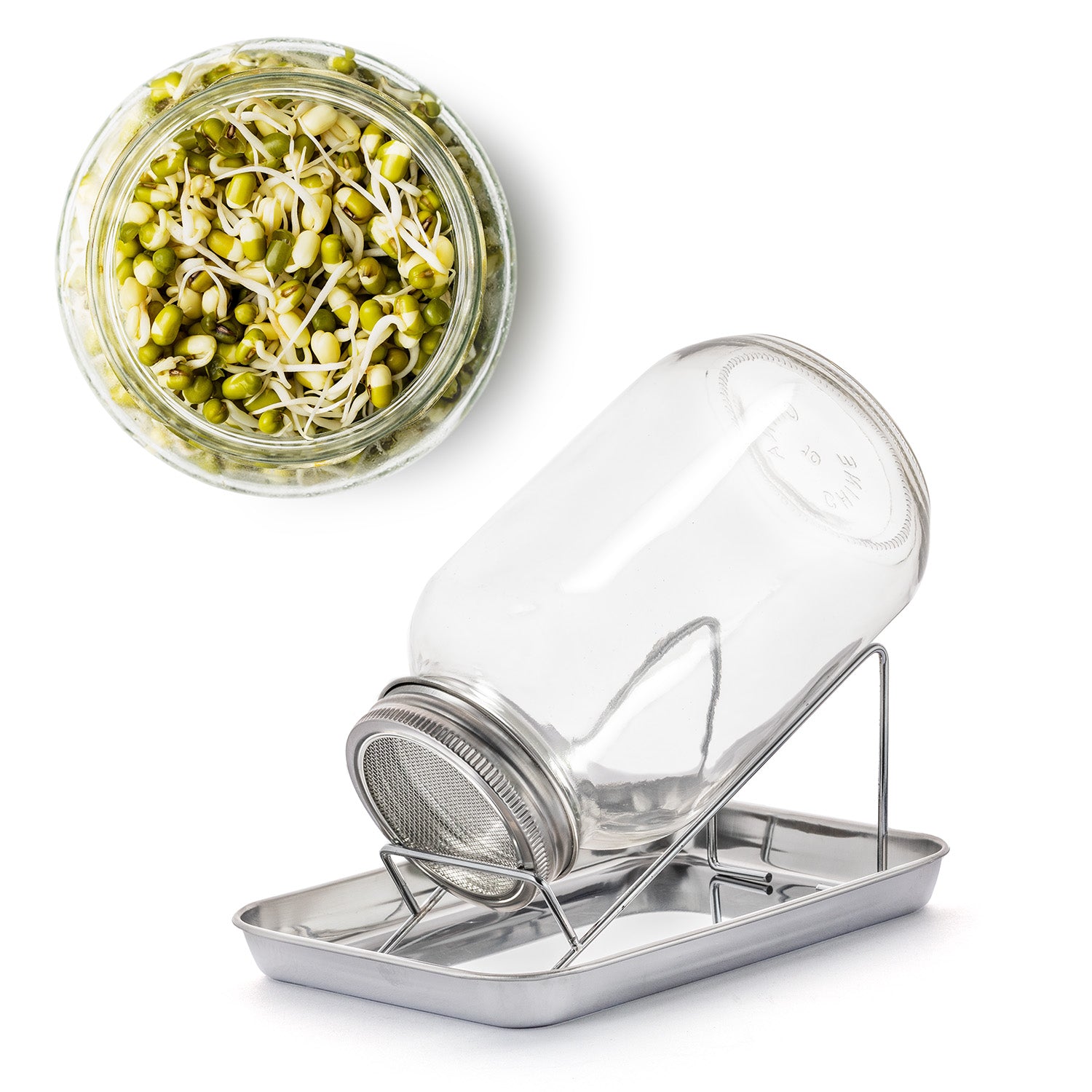 BigDean Sprossenglas Keimglas Set 1000ml mit Ständer