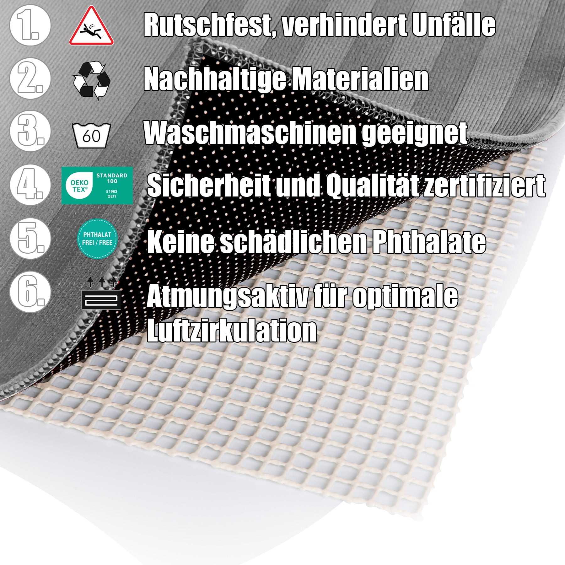 BigDean Haushalt Teppichunterlage 60x120cm Antirutsch zuschneidbar