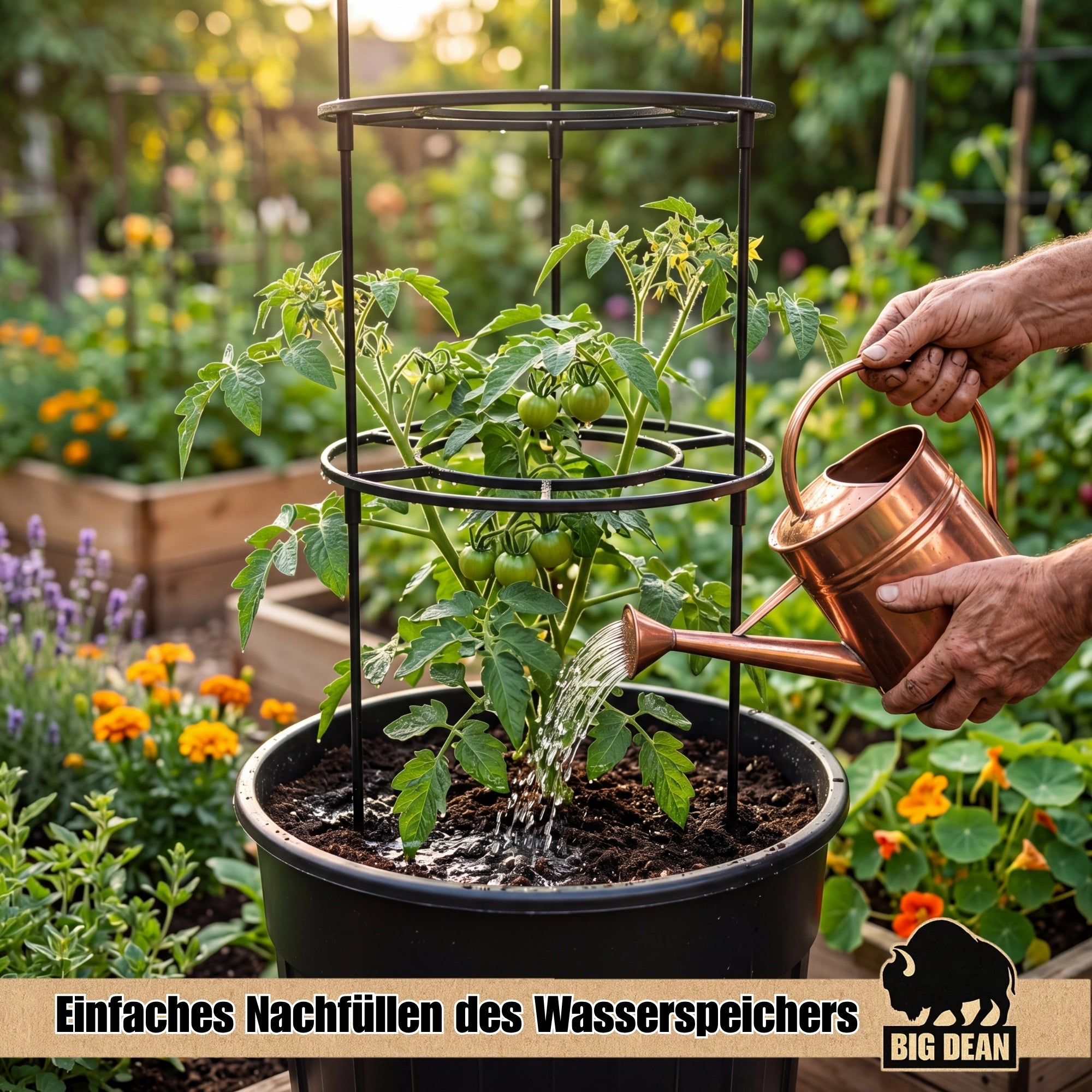 BigDean XL Tomatentopf 40 cm 154 cm mit Rankhilfe