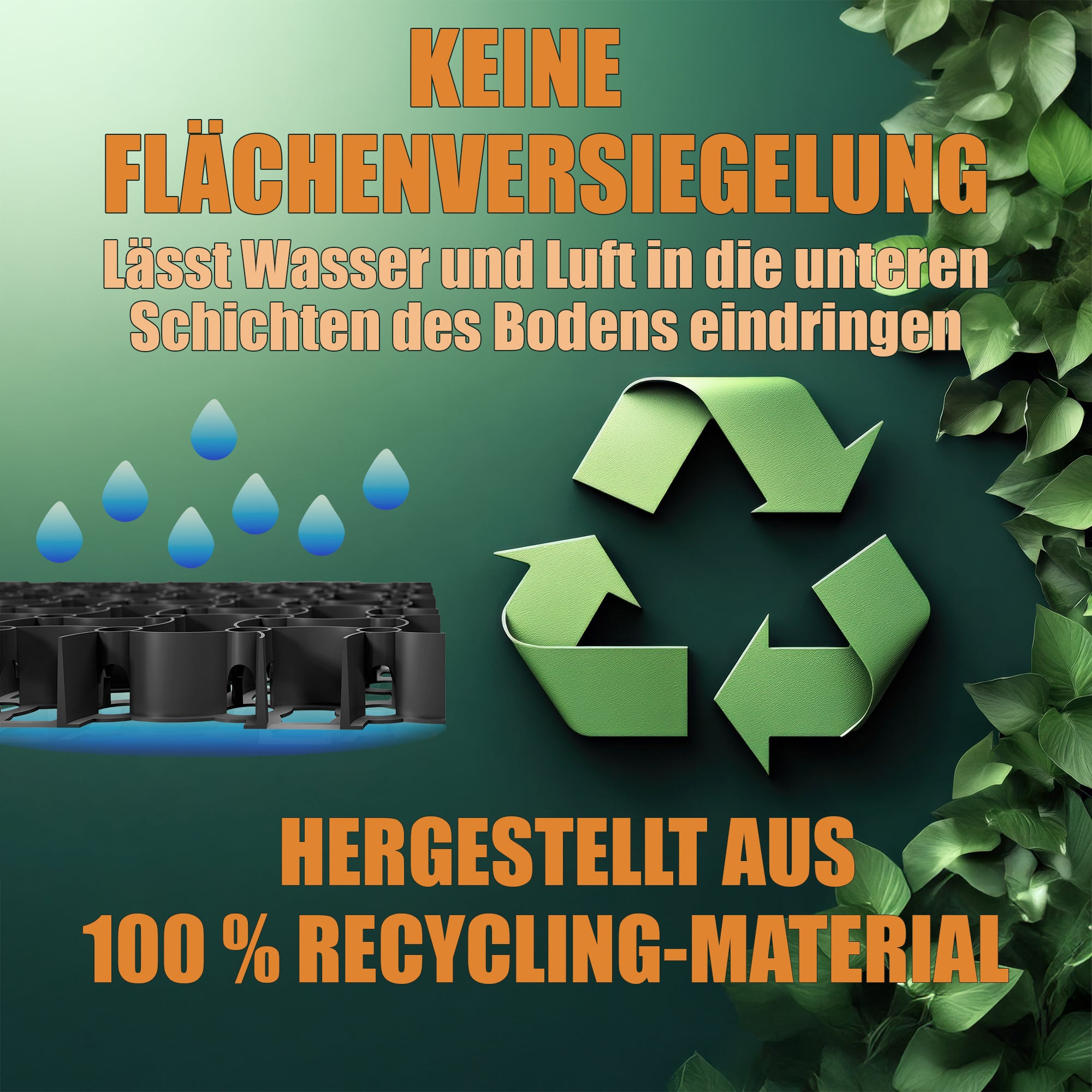 BigDean Küche & Vorrat Rasengitter schwarz 100 Stück 25 m² 16t