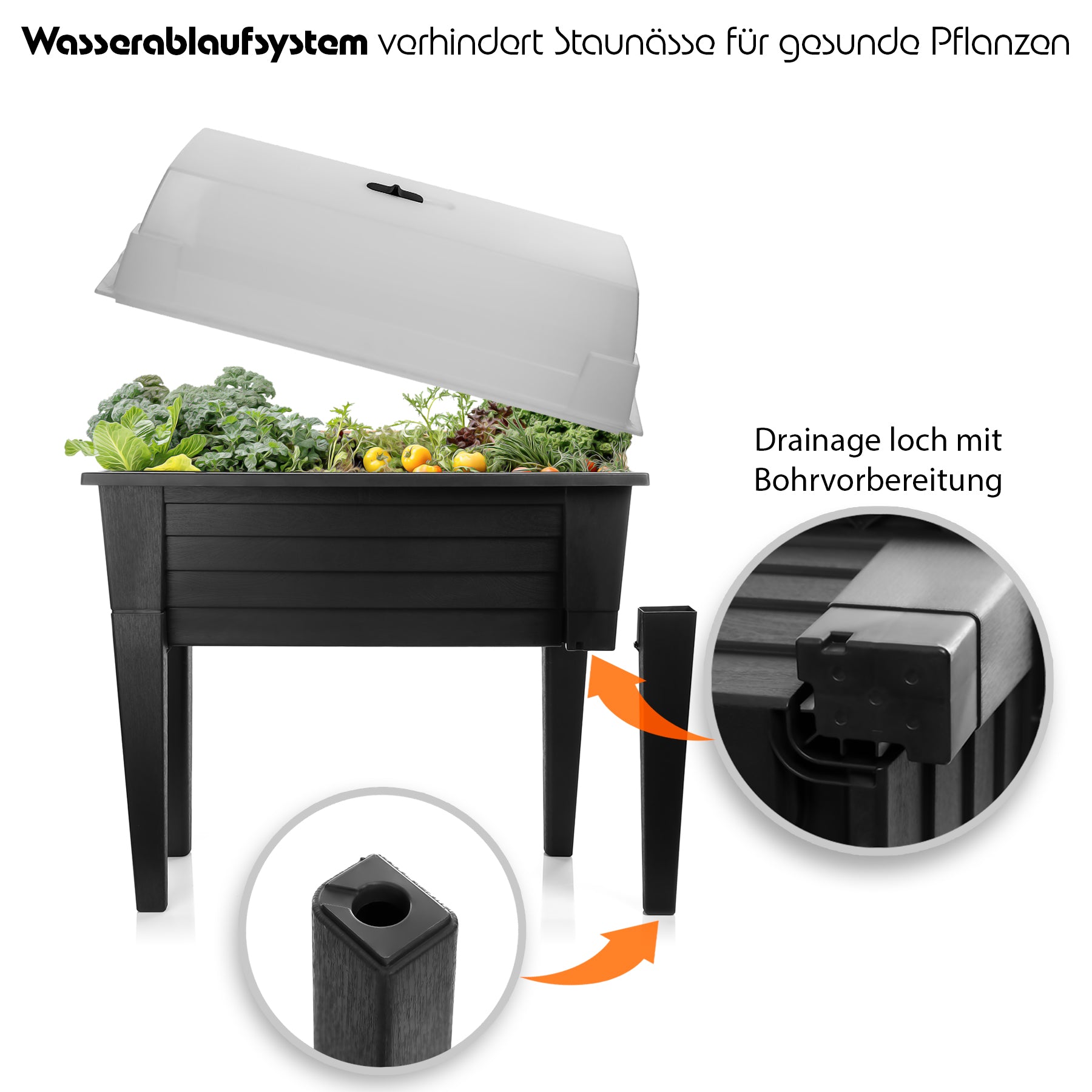 BigDean Hochbeet Kunststoff Wetterfest für Balkon Kräuter