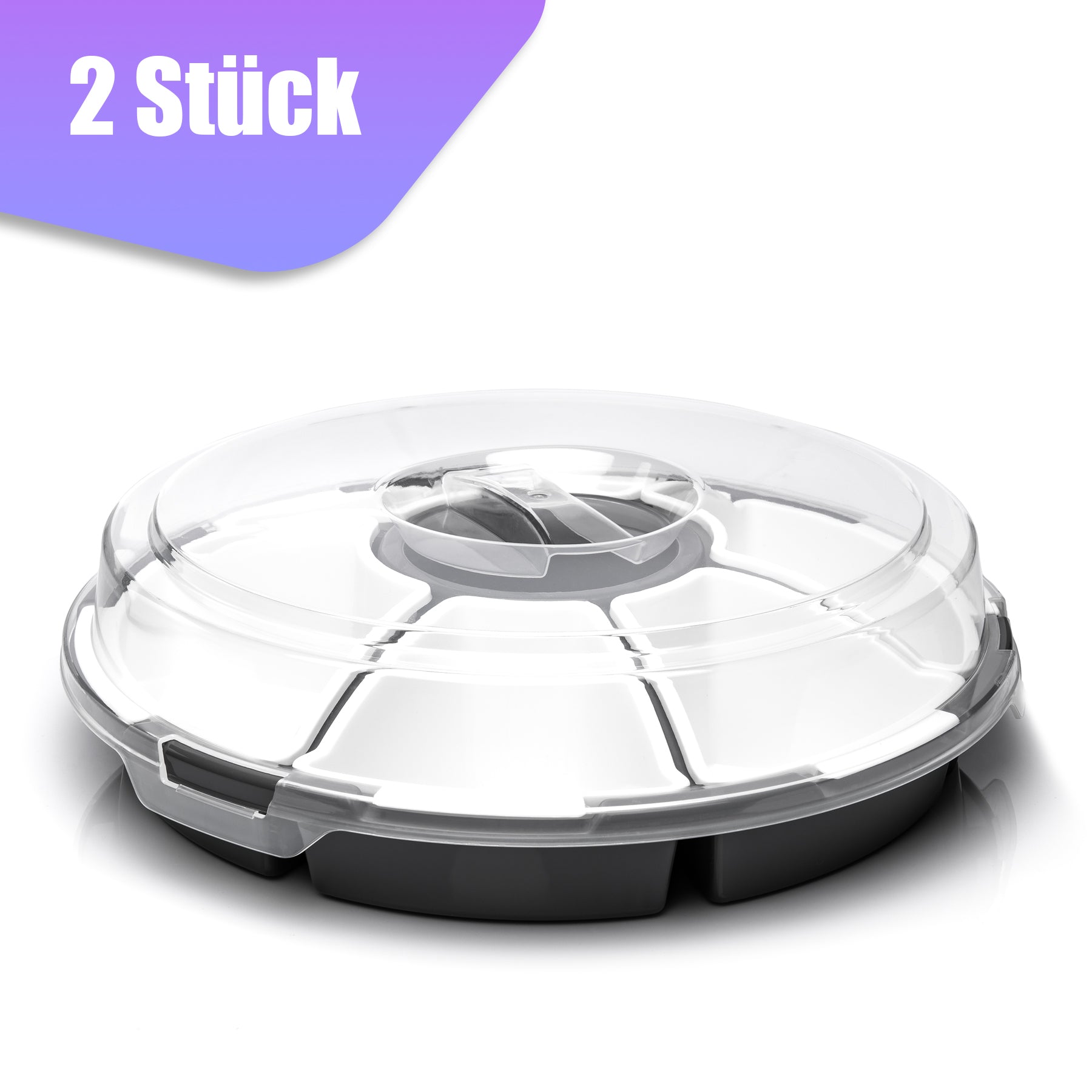 BigDean Küche Snackbox 2 Stück 32cm 6 Fächer mit Deckel