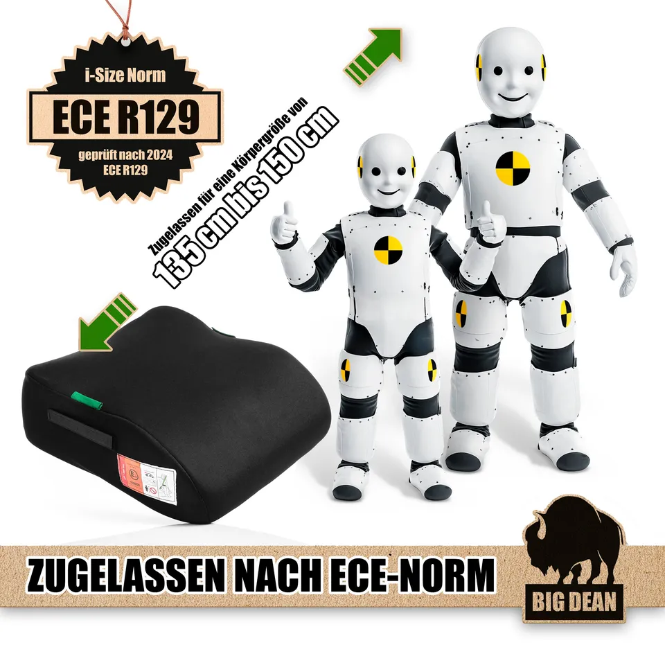 BigDean Kindersitzerhöhung i-Size R129 schwarz 135-150cm