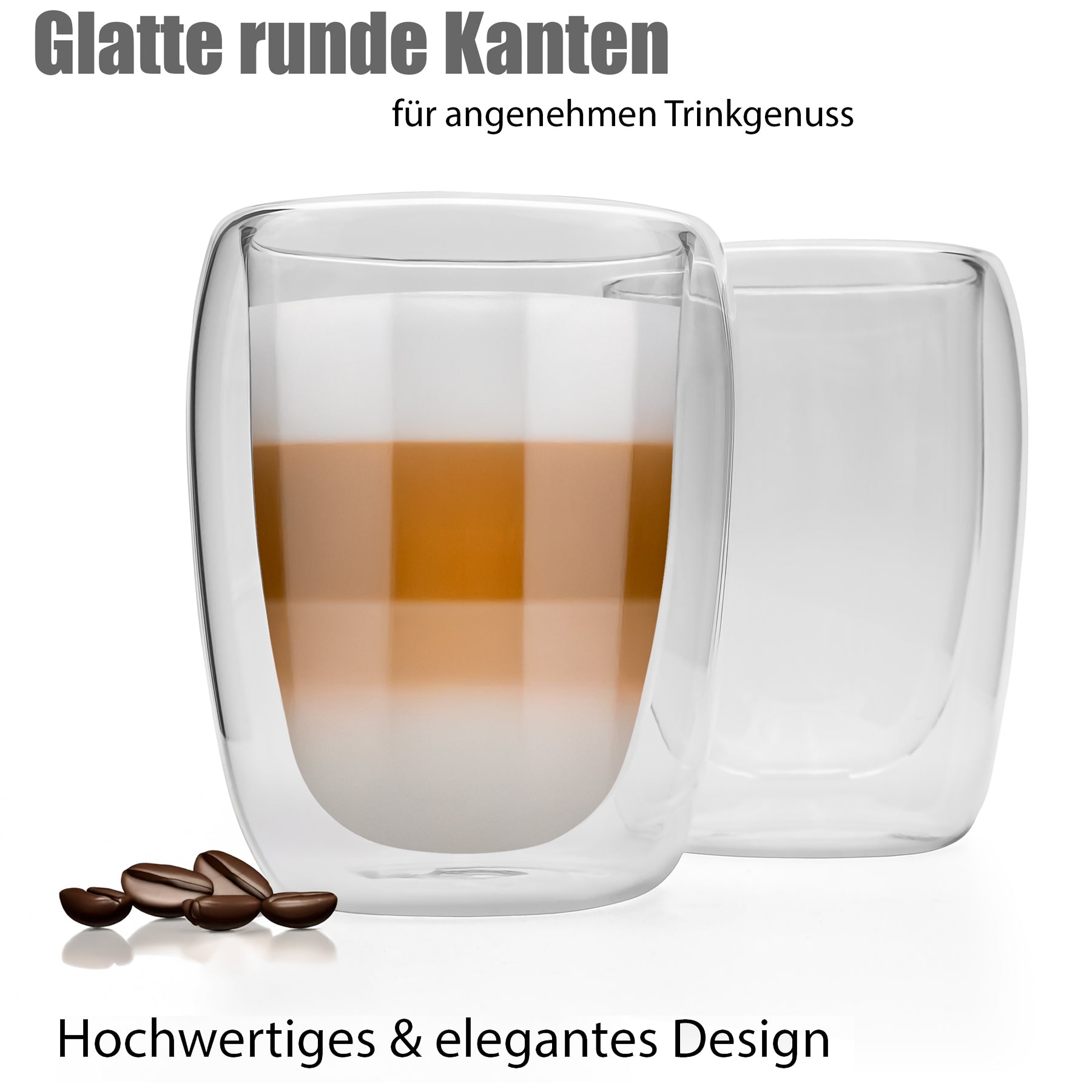 BigDean Latte Macchiato Gläser 300ml 4er doppelwandig Glas