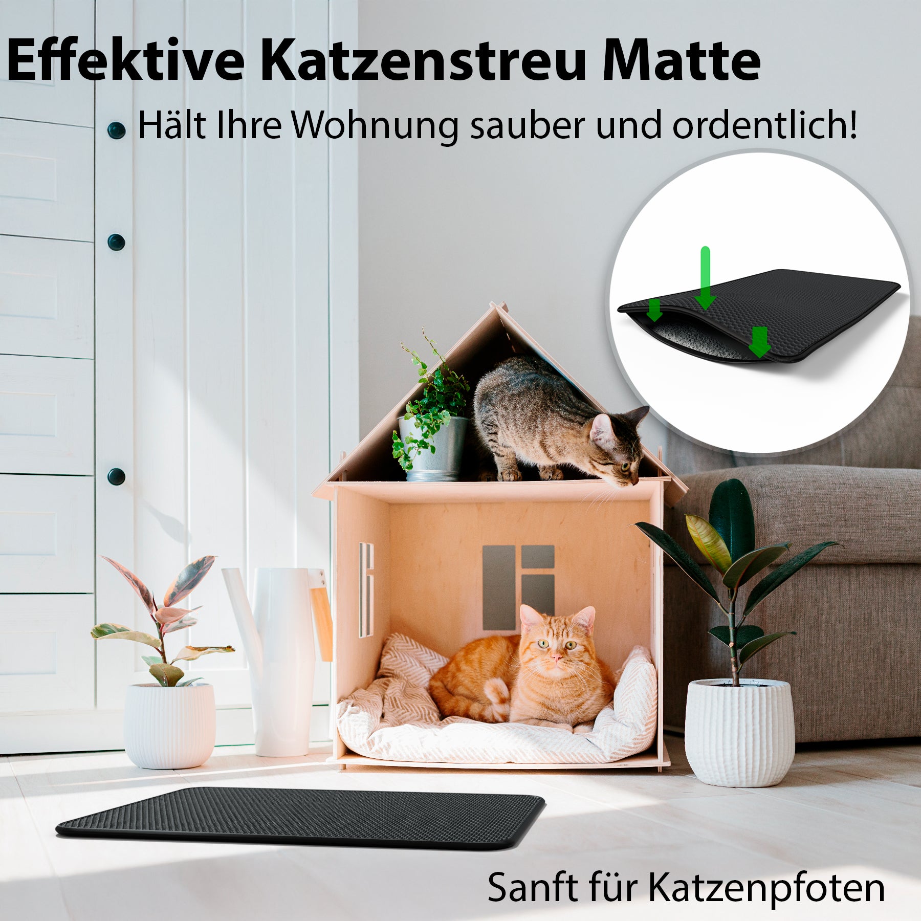 BigDean Haushalt & Alltag Katzenklo Matte 61x38 cm kratzfest