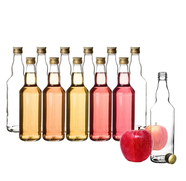 BigDean Küche & Vorrat 12x Glasflasche 500ml Gold Schraubverschluss