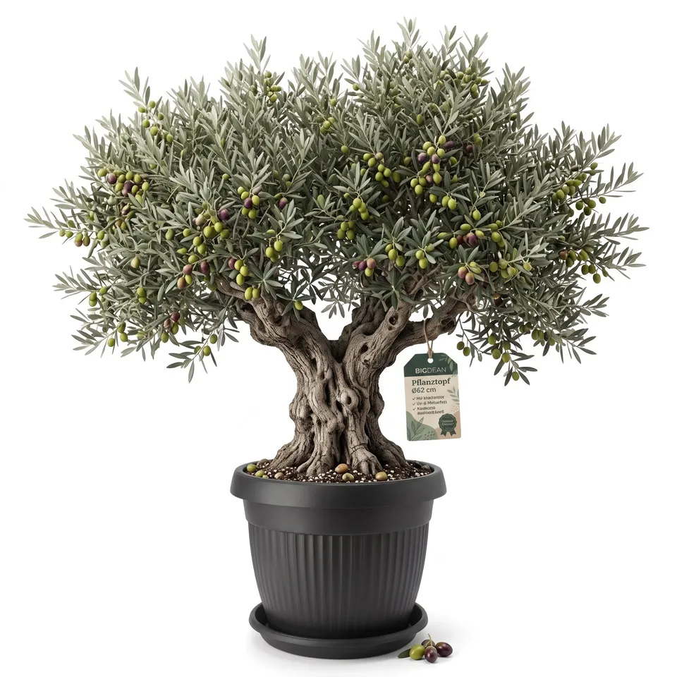 BigDean Blumentopf 62cm Anthrazit mit Untersetzer Pflanzkübel