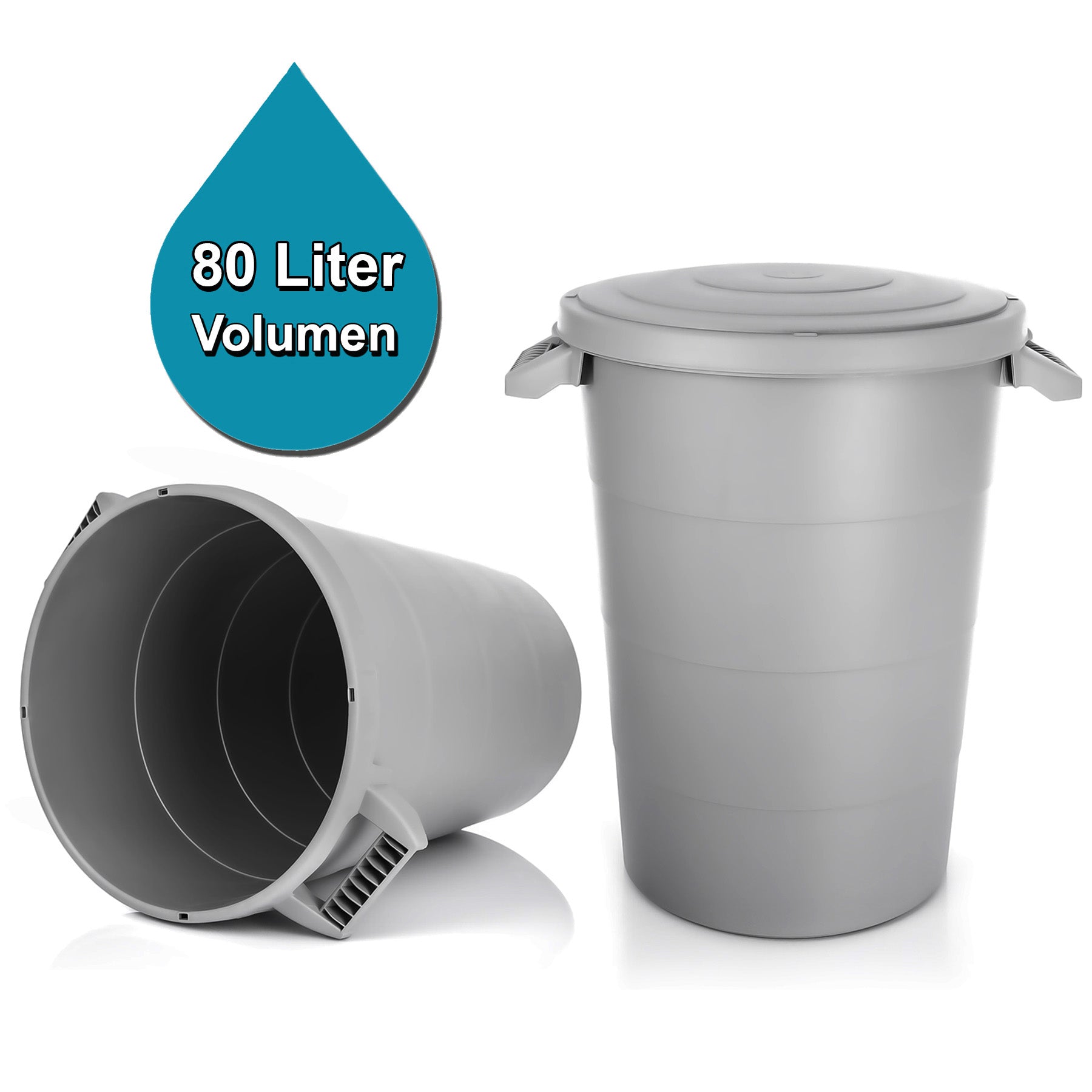 BigDean Universaltonne 80 Liter Grau Mülleimer mit Deckel