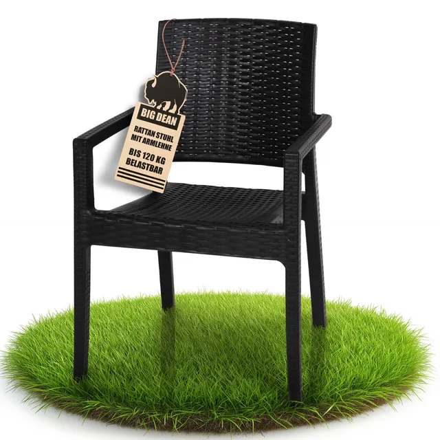 BigDean Gartenstuhl Dalia Rattan-Optik stapelbar Anthrazit