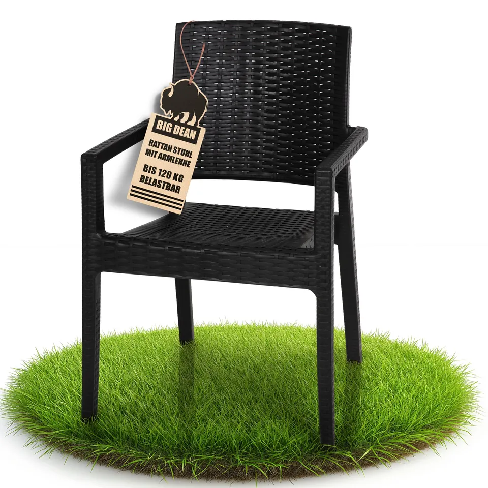 BigDean Gartenstuhl Dalia Rattan-Optik stapelbar Anthrazit