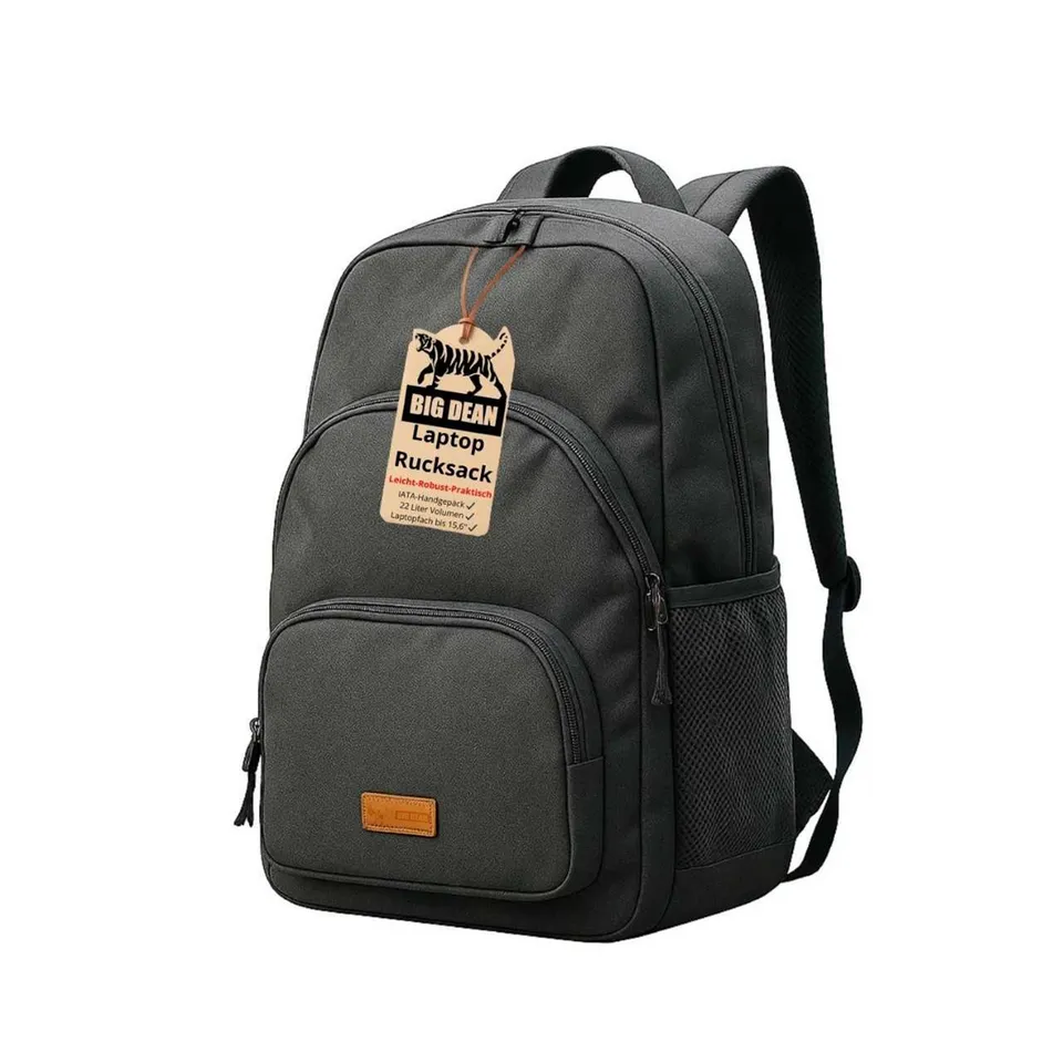 BigDean Handgepäck Rucksack 22L 15,6 Zoll schwarz