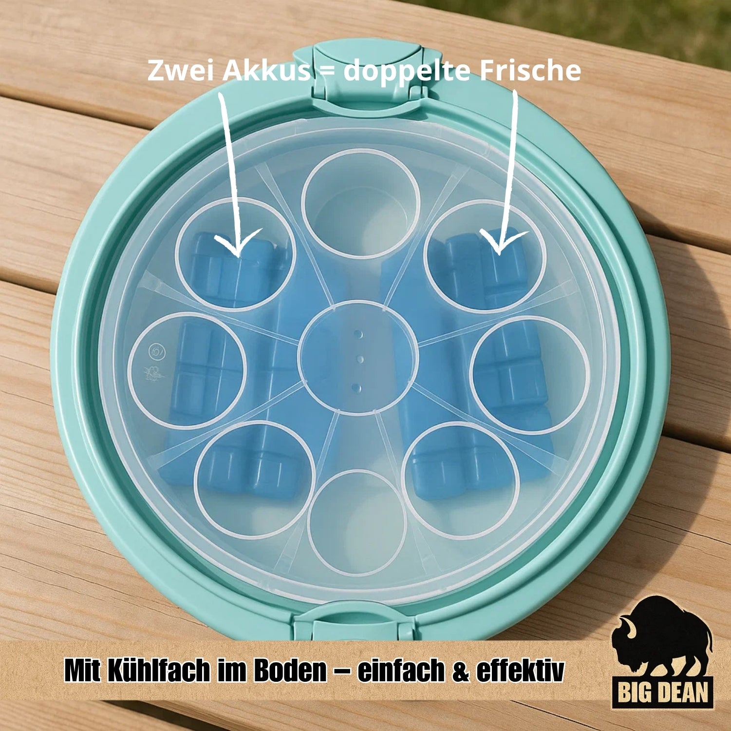 BigDean Küche Tortenbehälter mit Kühlakku 38 cm 2 Akkus BPA-frei
