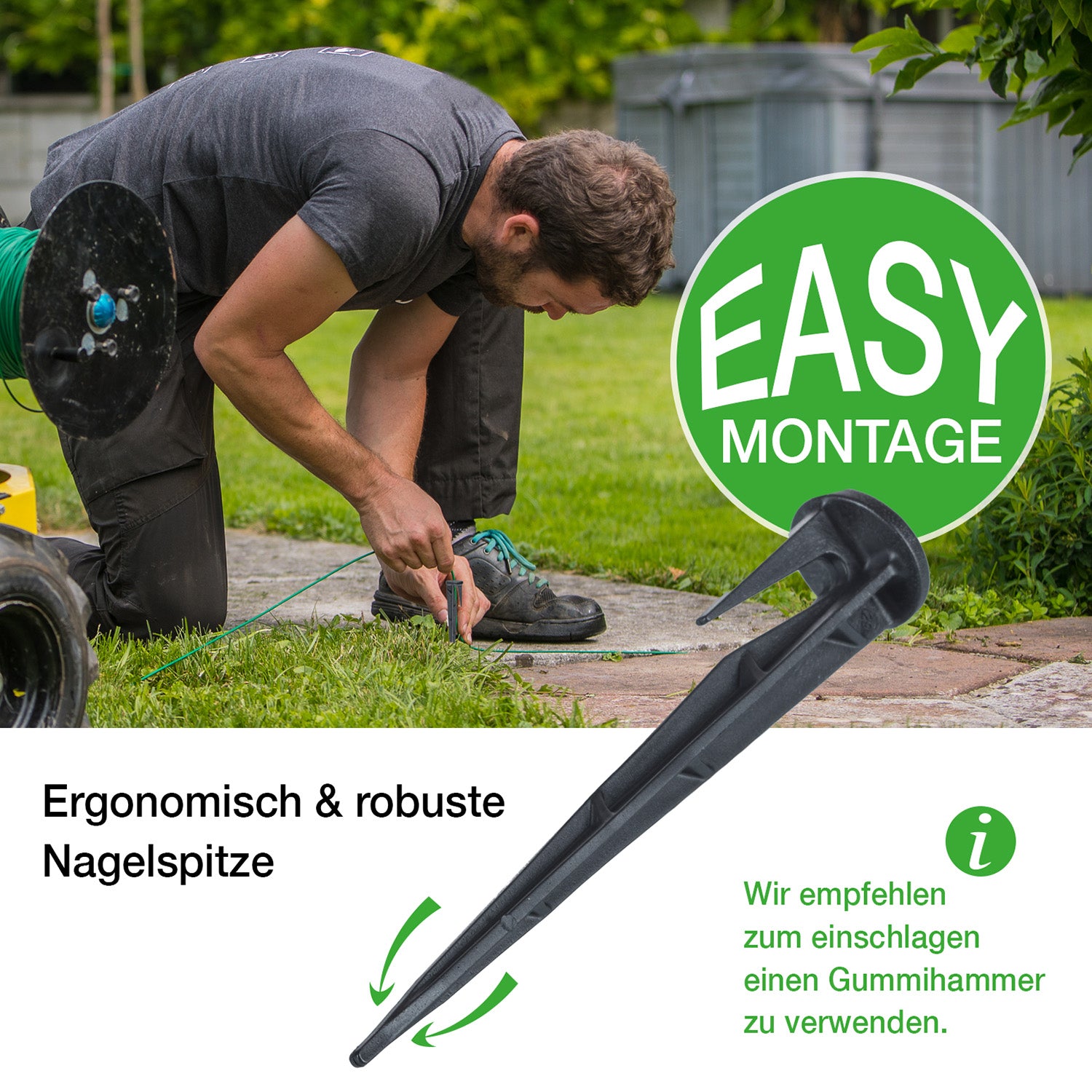 BigDean 400x Erdnägel Begrenzungskabel Mähroboter 10cm schwarz