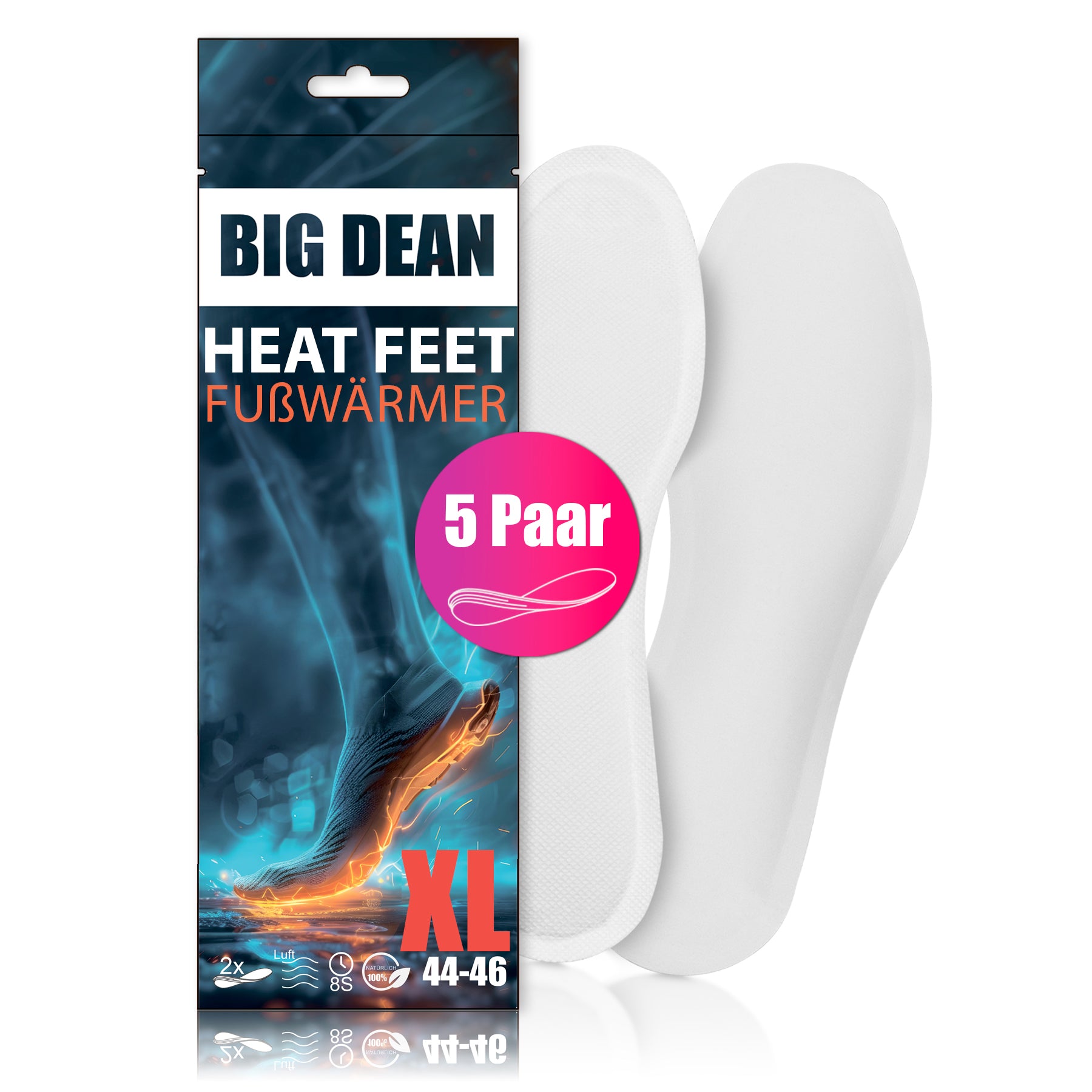 BigDean 5 Paar Fußwärmer Sohlenwärmer 44-46 8h Wärme