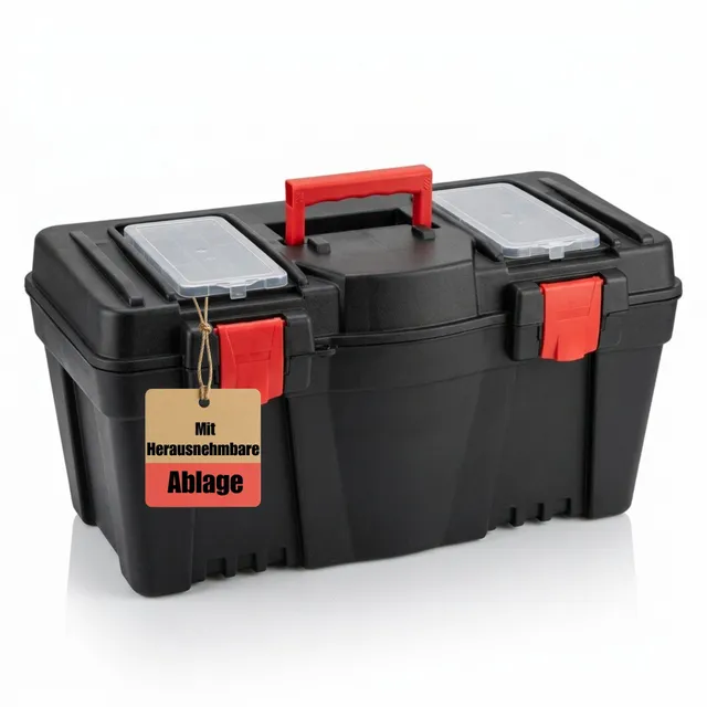 XL Werkzeugkiste leer 60x28x32 cm mit Trage und Deckelfach