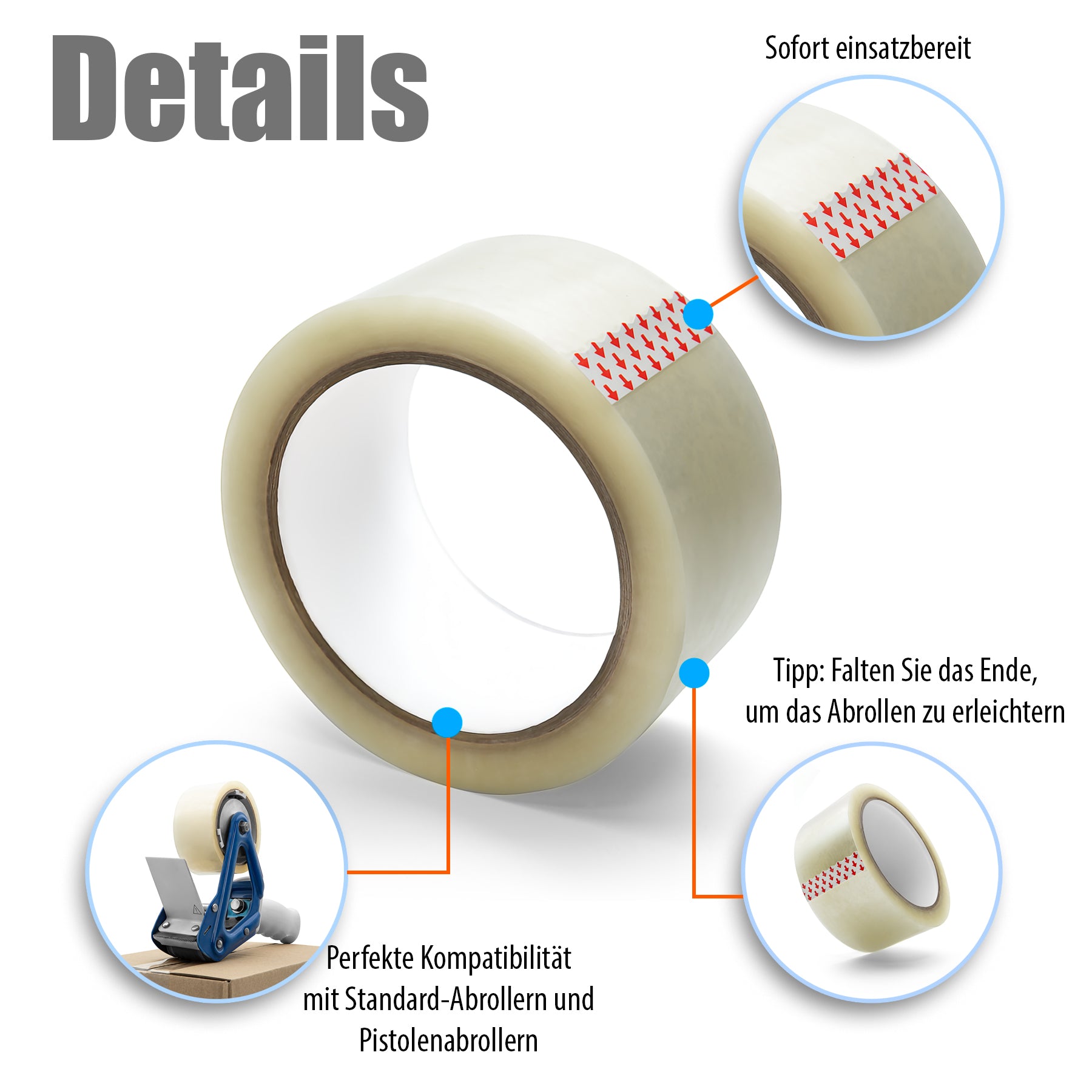BigDean Paketklebeband Transparent 12 Rollen Stark