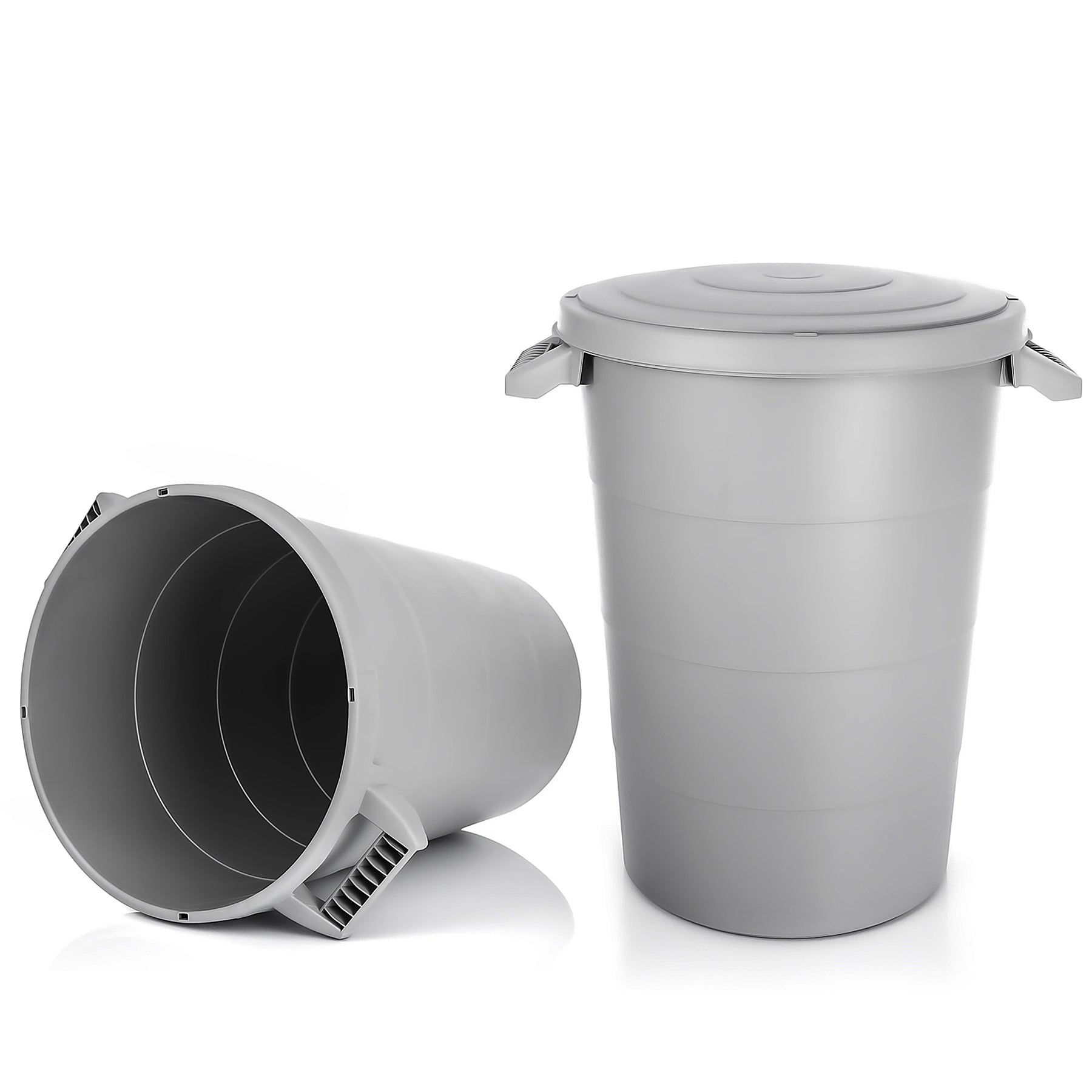 BigDean Haushalt Universaltonne 80 L Grau 2er Set mit Deckel