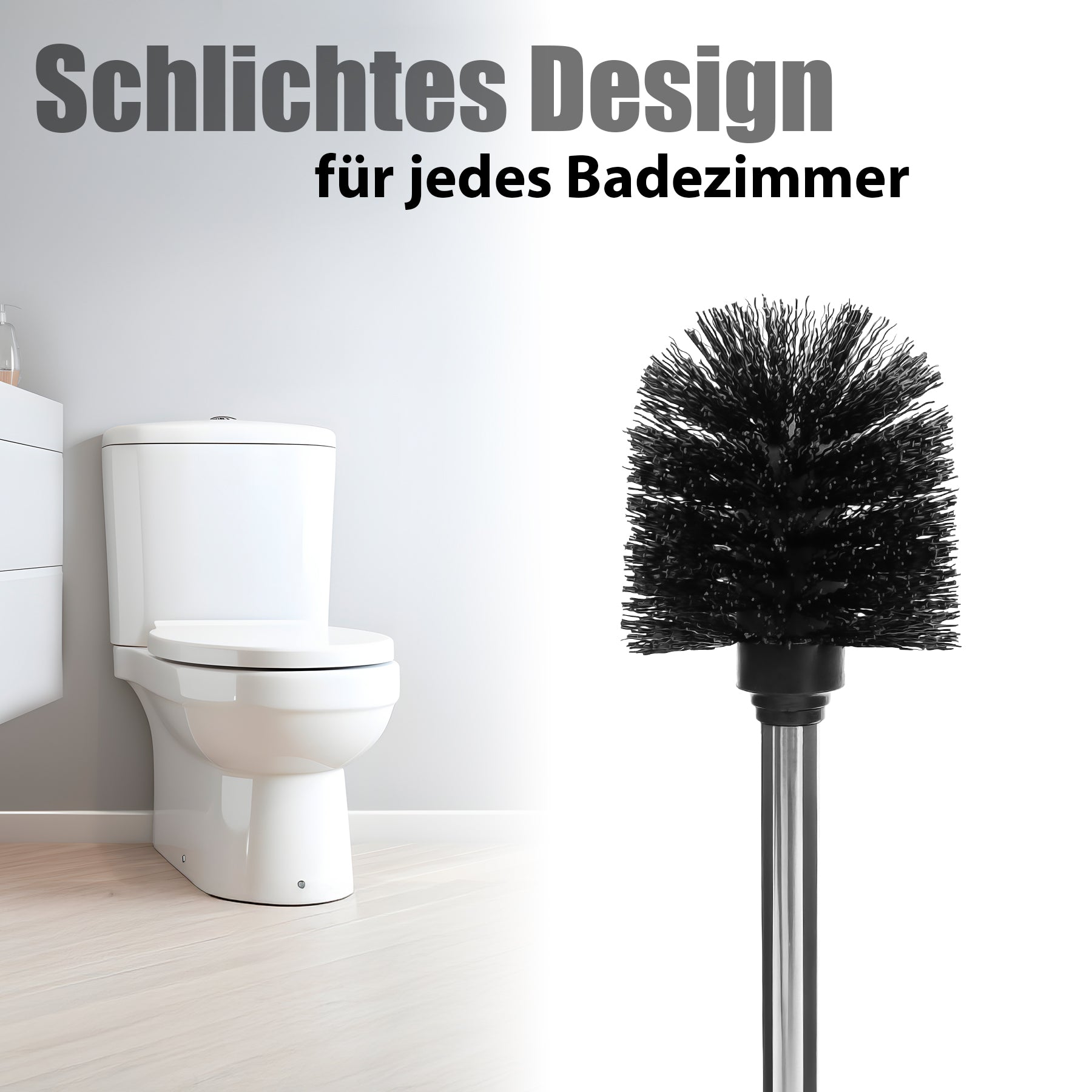 BigDean Klobürste Schwarz 4er Set abnehmbar 8cm