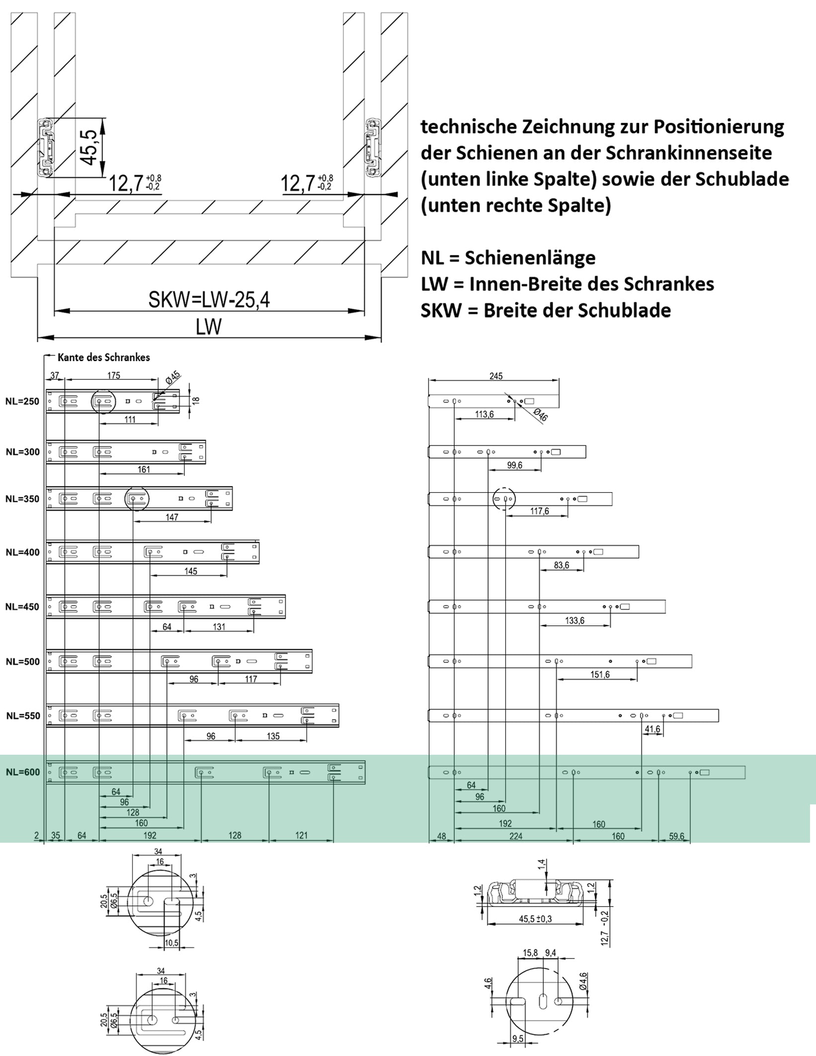 BigDean Schubladenschienen Vollauszug 600mm Softclose 10 Paar 30kg
