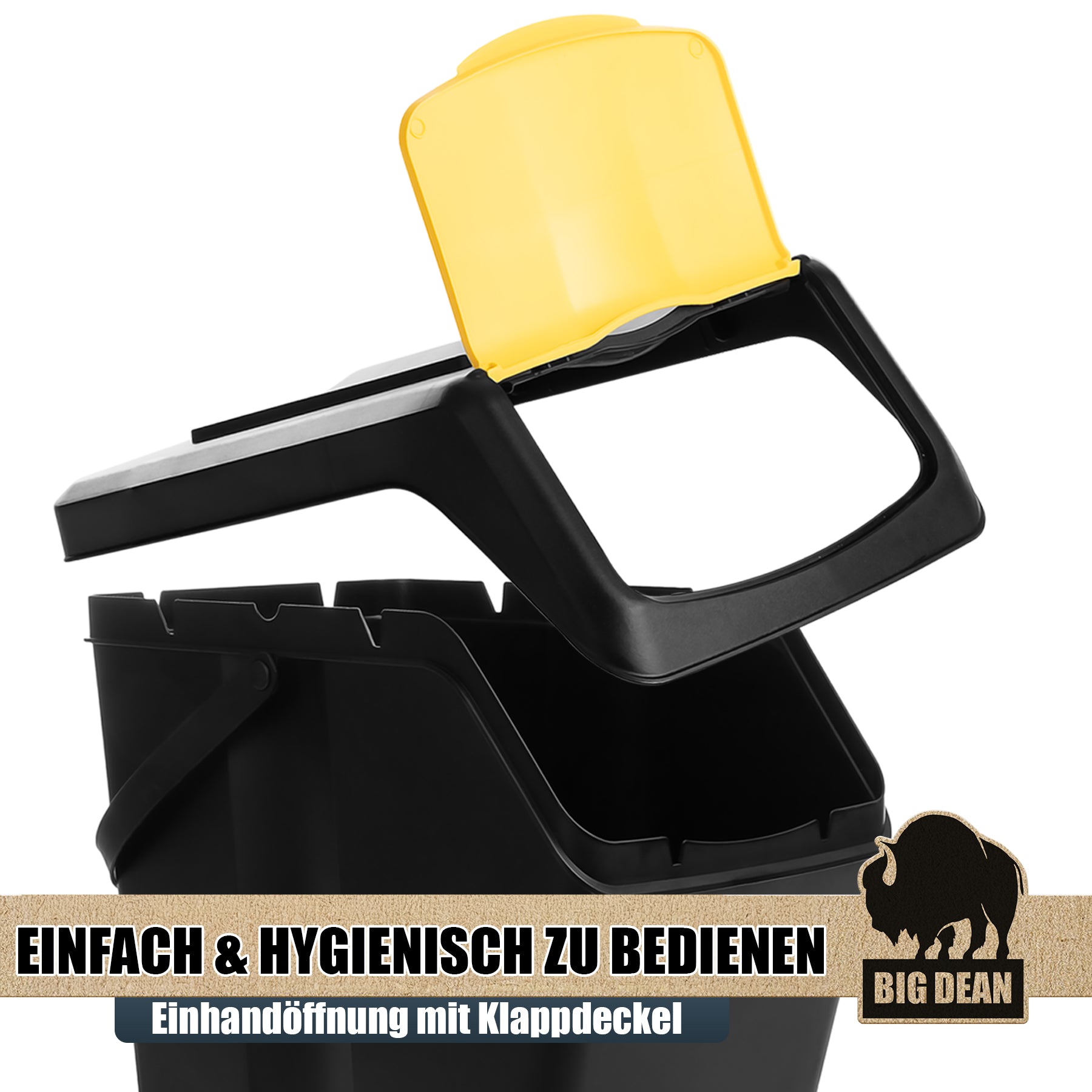 BigDean Haushalt Mülltrennsystem 3x 25 L stapelbar 3 Fächer