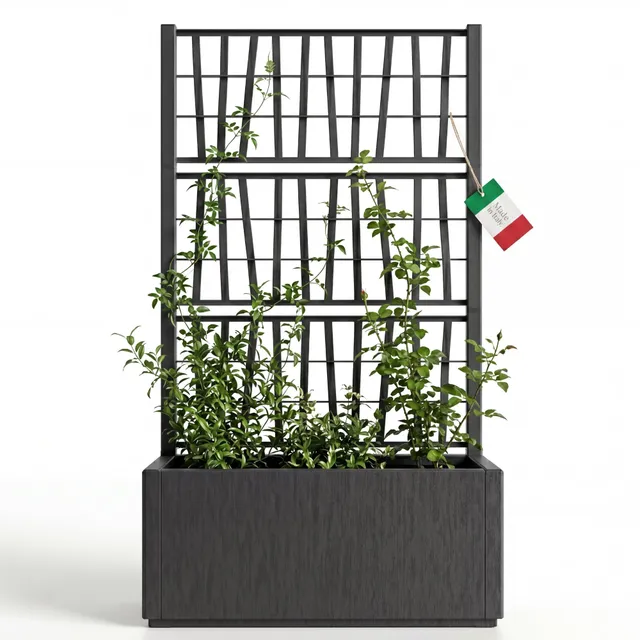BigDean Blumenkasten mit Rankgitter 80x36x140 Anthrazit