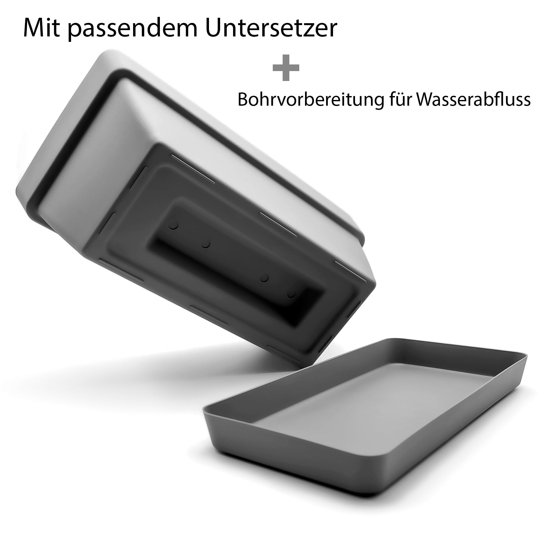 BigDean Balkonkasten 40cm 3er Anthrazit Kunststoff
