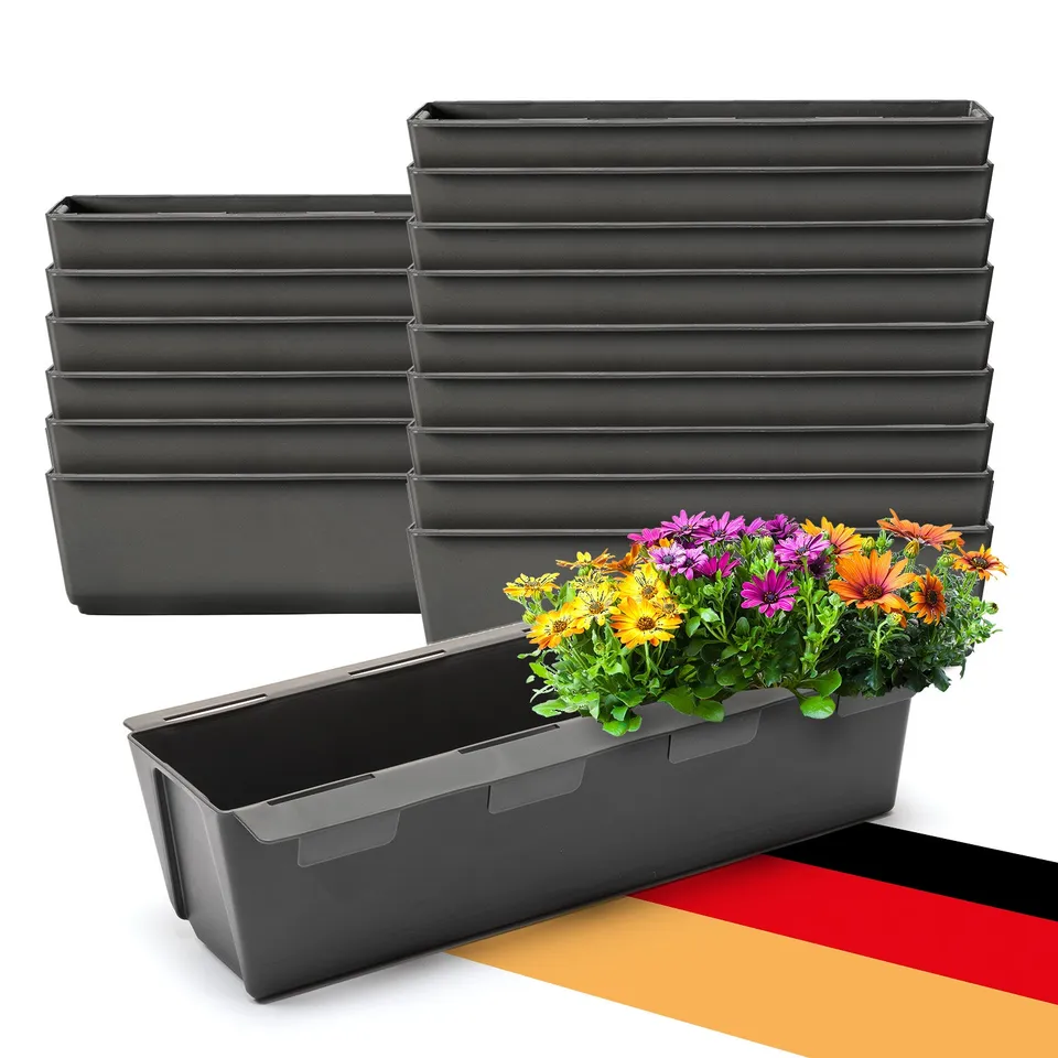 BigDean Paletten Blumenkästen 37cm 16er Set anthrazit Einhäng