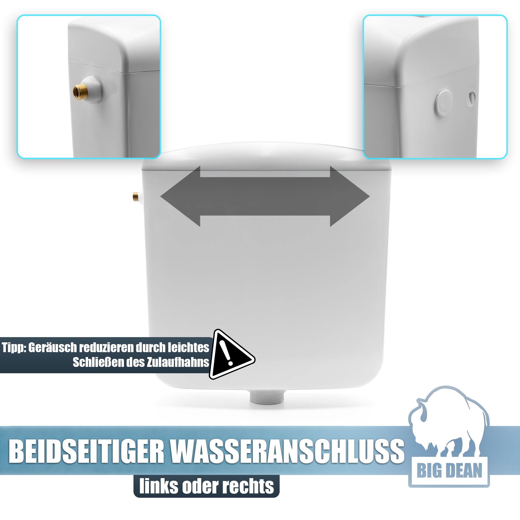 BigDean Bad WC Spülkasten Deluxe 6-9 Liter weiß Start-Stopp