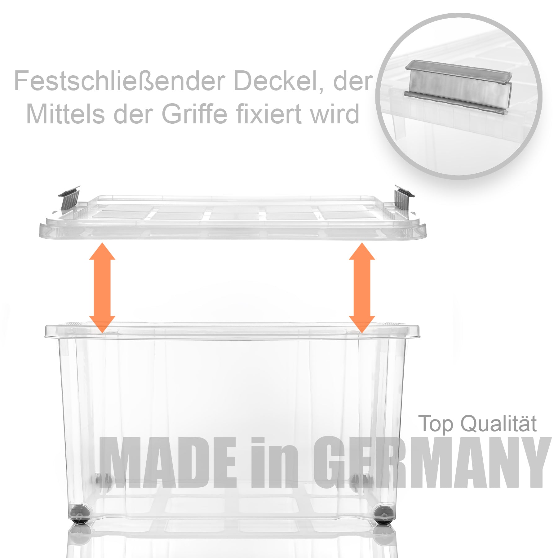 BigDean Aufbewahrungsbox 60L transparent 3er stapelbar