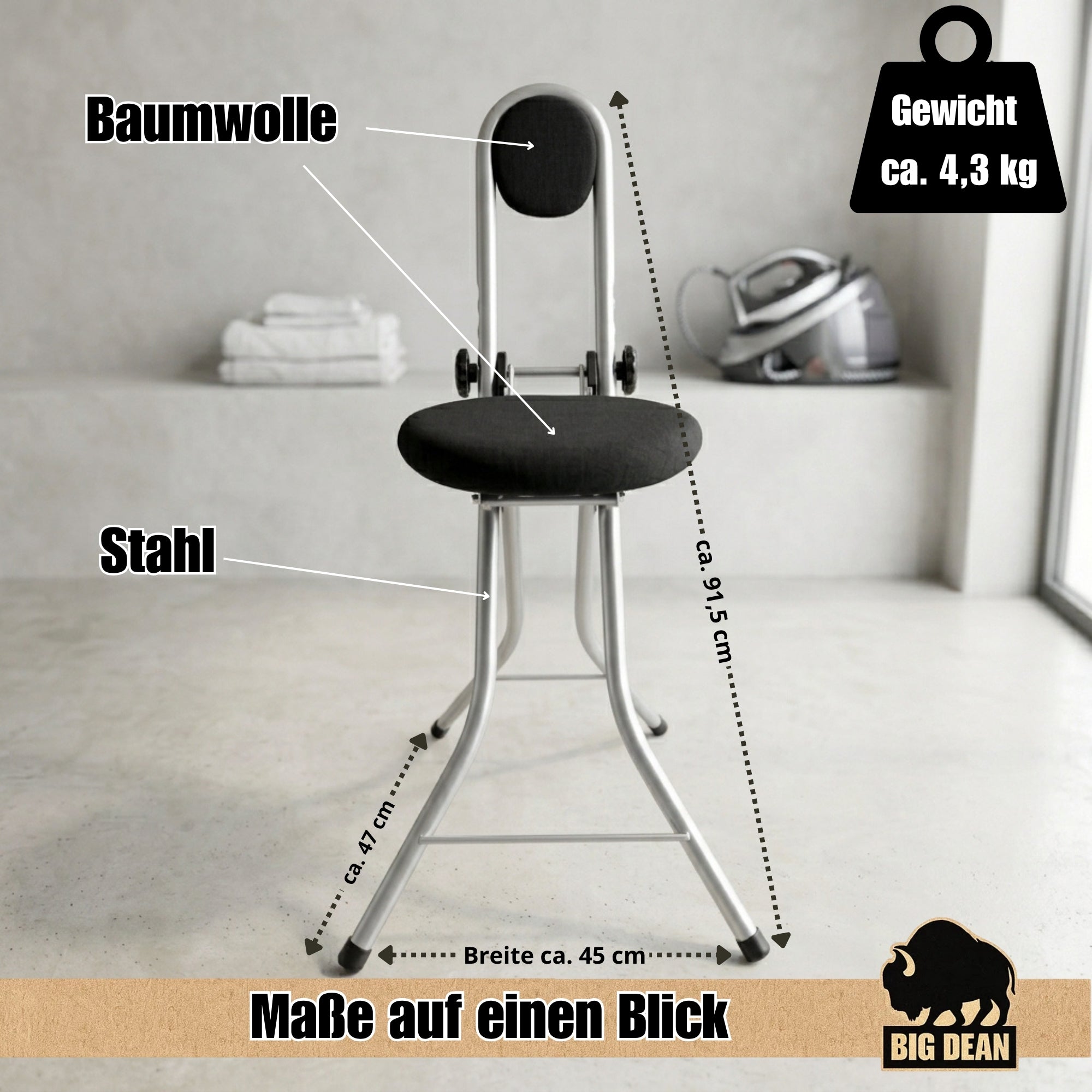 BigDean Haushalt Bügelstehhilfe klappbar höhenverstellbar