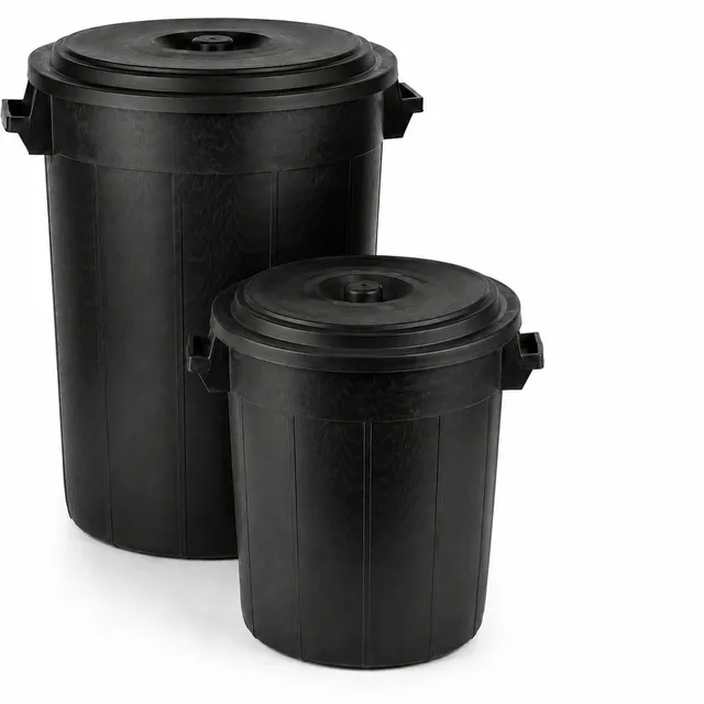 BigDean Universaltonne 100 Liter Tonne mit Deckel schwarz