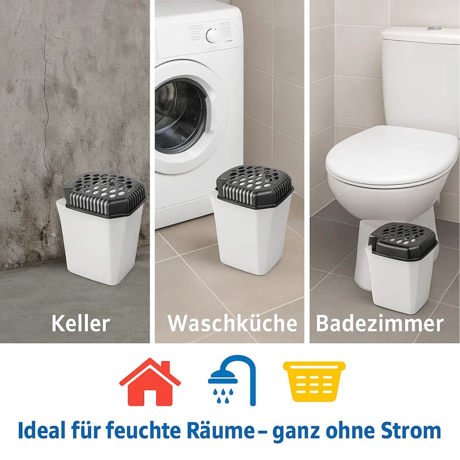 BigDean Raumentfeuchter Maxi ohne Strom 3 Stück mit Granulat 680g