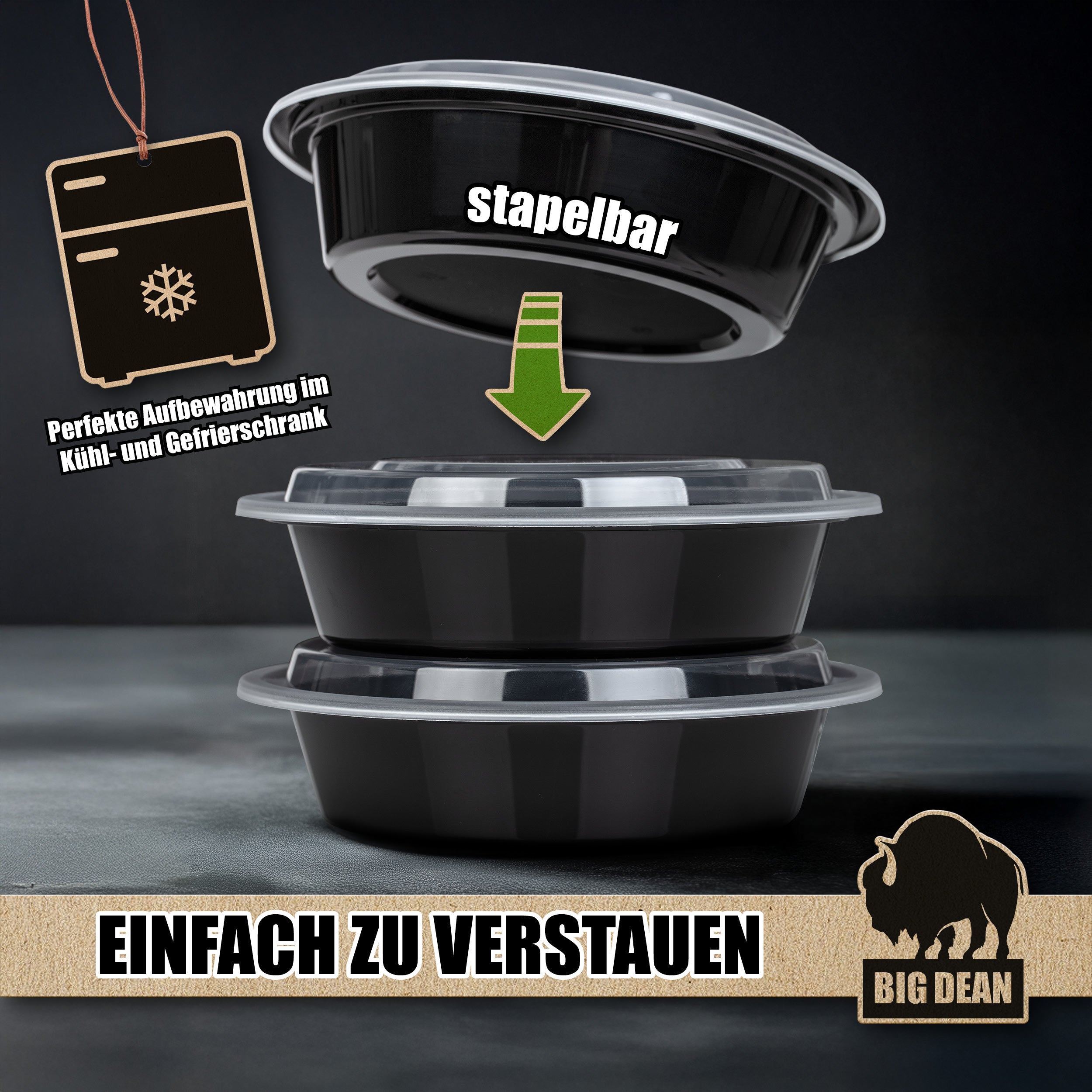 BigDean Küche Meal Prep Boxen 700ml rund 15er Set